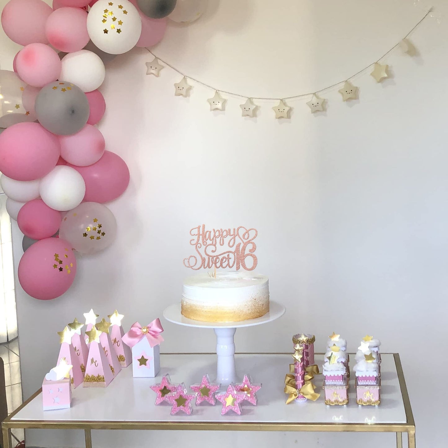 ZHUOWEISM Happy Sweet 16 Cake Topper – Rose Gold Glitter, 6x8.7 in