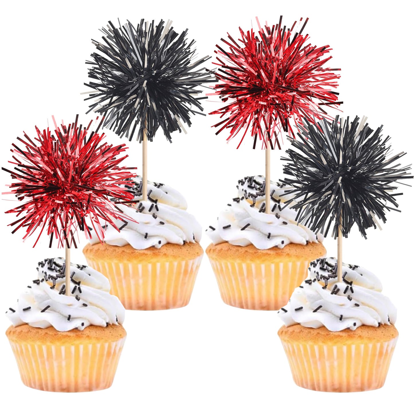 ZHUOWEISM 40 PCS Foil Firework Cupcake Toppers – Sparkle & Style for Birthday, Wedding & More