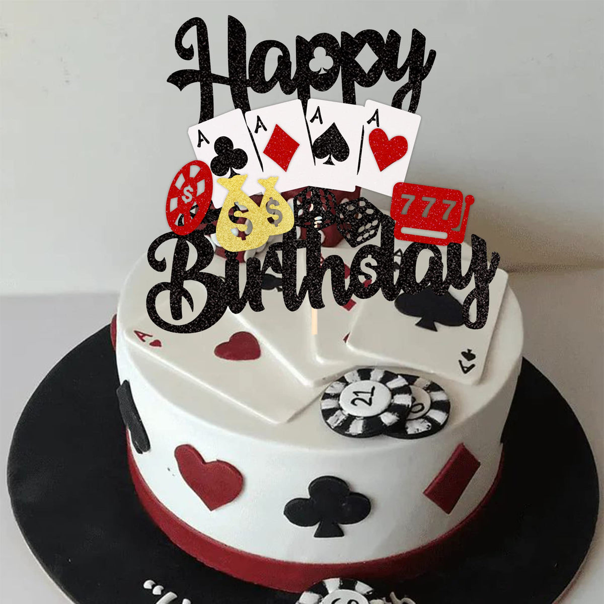 ZHUOWEISM Casino Cake Topper – 1 pc Las Vegas Poker Night Birthday Decoration