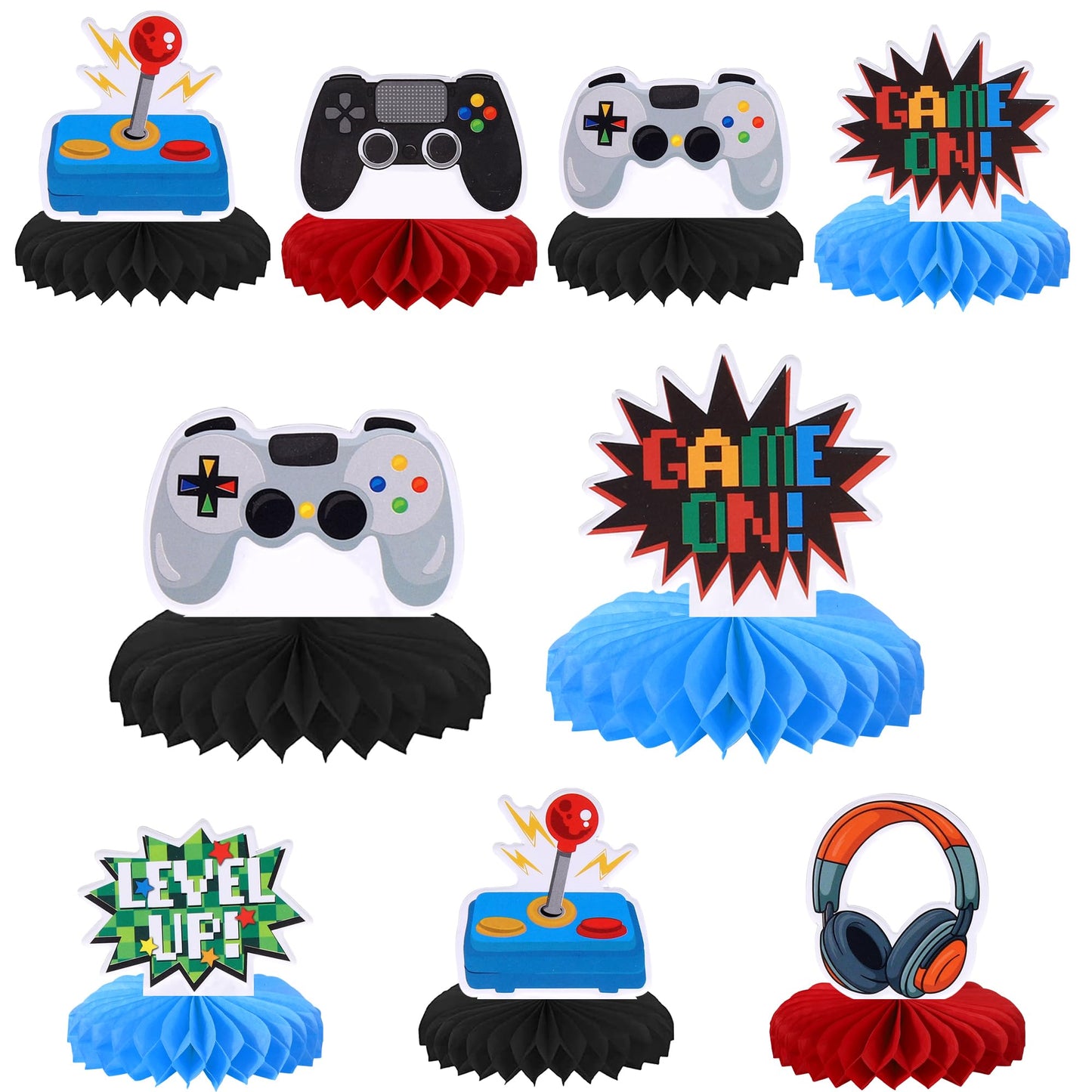 ZHUOWEISM 6-Pack Video Game Honeycomb Centerpieces — Game On Controllers Table Toppers for Party Decor