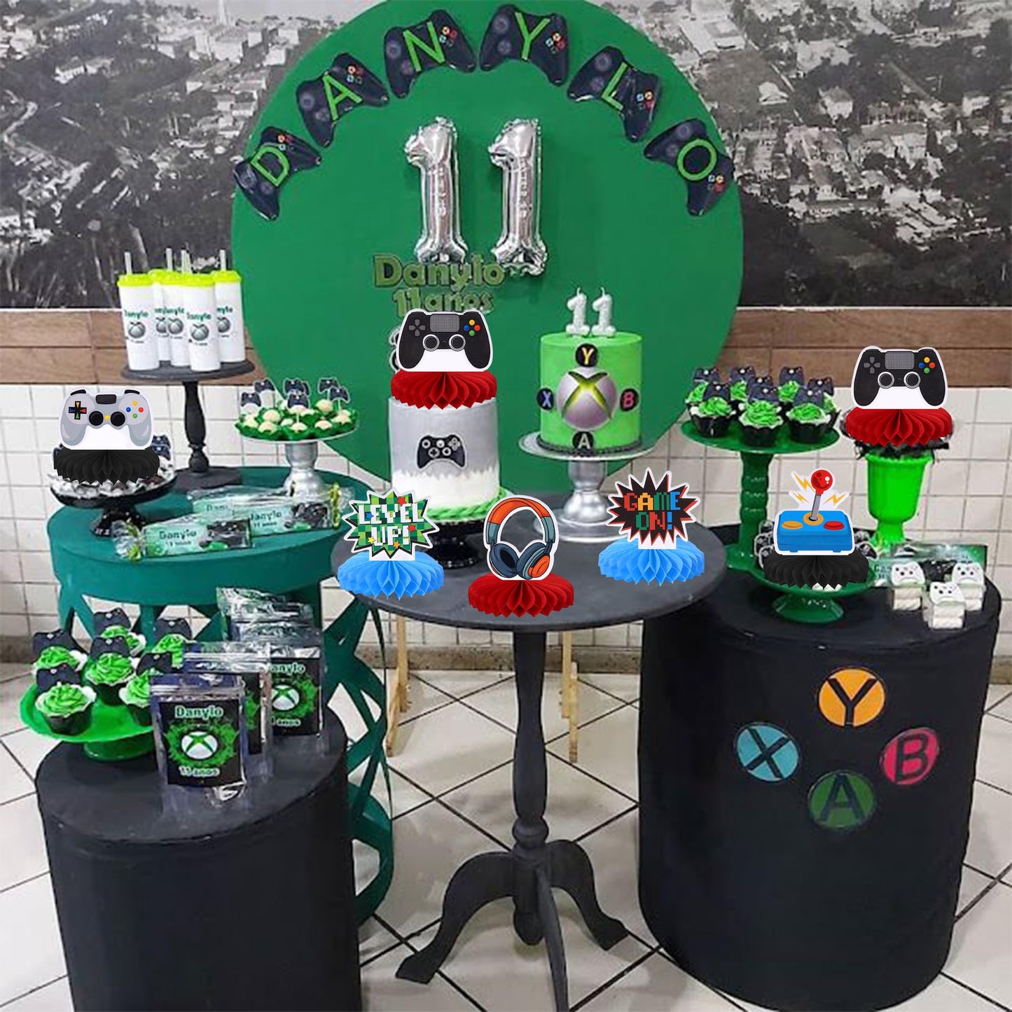ZHUOWEISM 6-Pack Video Game Honeycomb Centerpieces — Game On Controllers Table Toppers for Party Decor