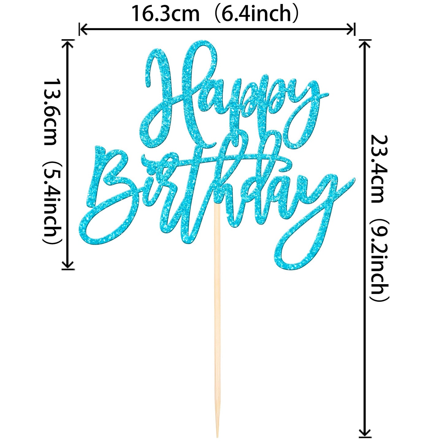 ZHUOWEISM 1 PC Glitter Happy Birthday Cake Topper – Light Blue
