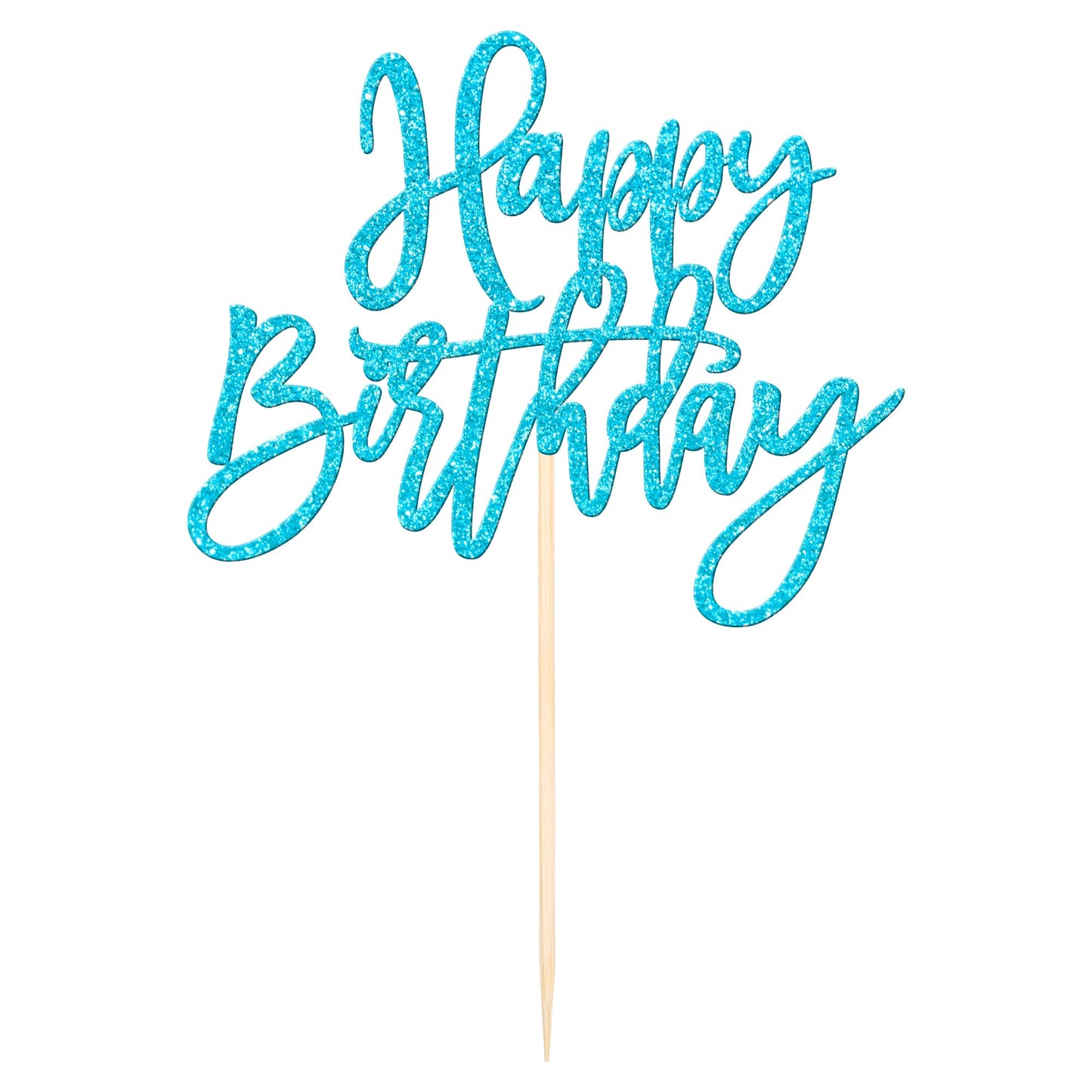 ZHUOWEISM 1 PC Glitter Happy Birthday Cake Topper – Light Blue