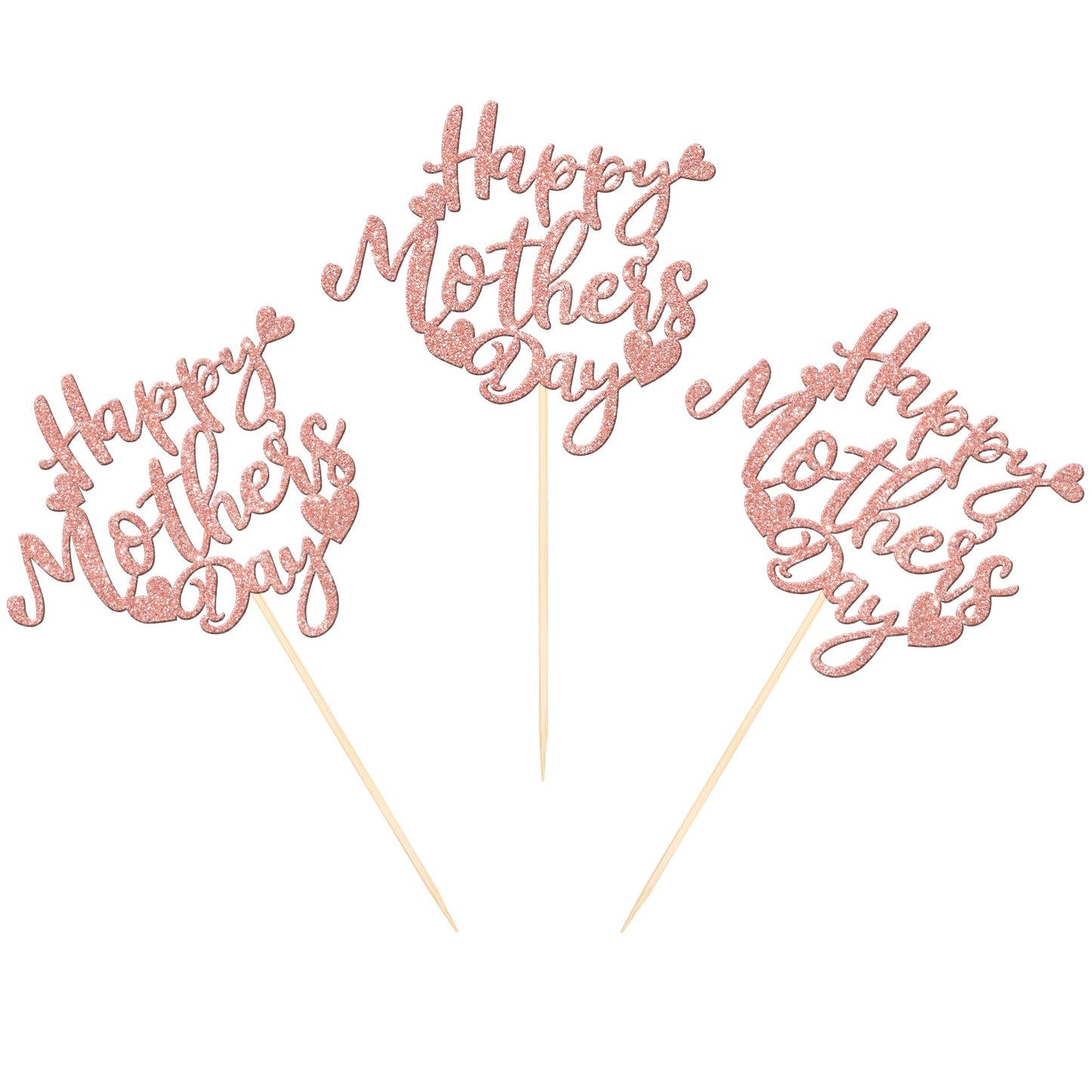 ZHUOWEISM 12 Pcs Mother's Day Centerpiece Sticks – Double-Sided Glitter Love Decor