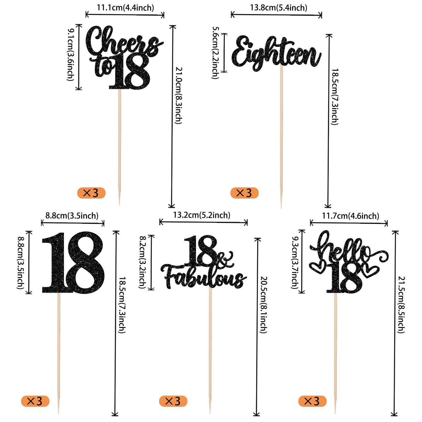 ZHUOWEISM 15pc Happy 18th Birthday Centerpiece Sticks | Hello 18, Cheers to 18 Floral Table Decor