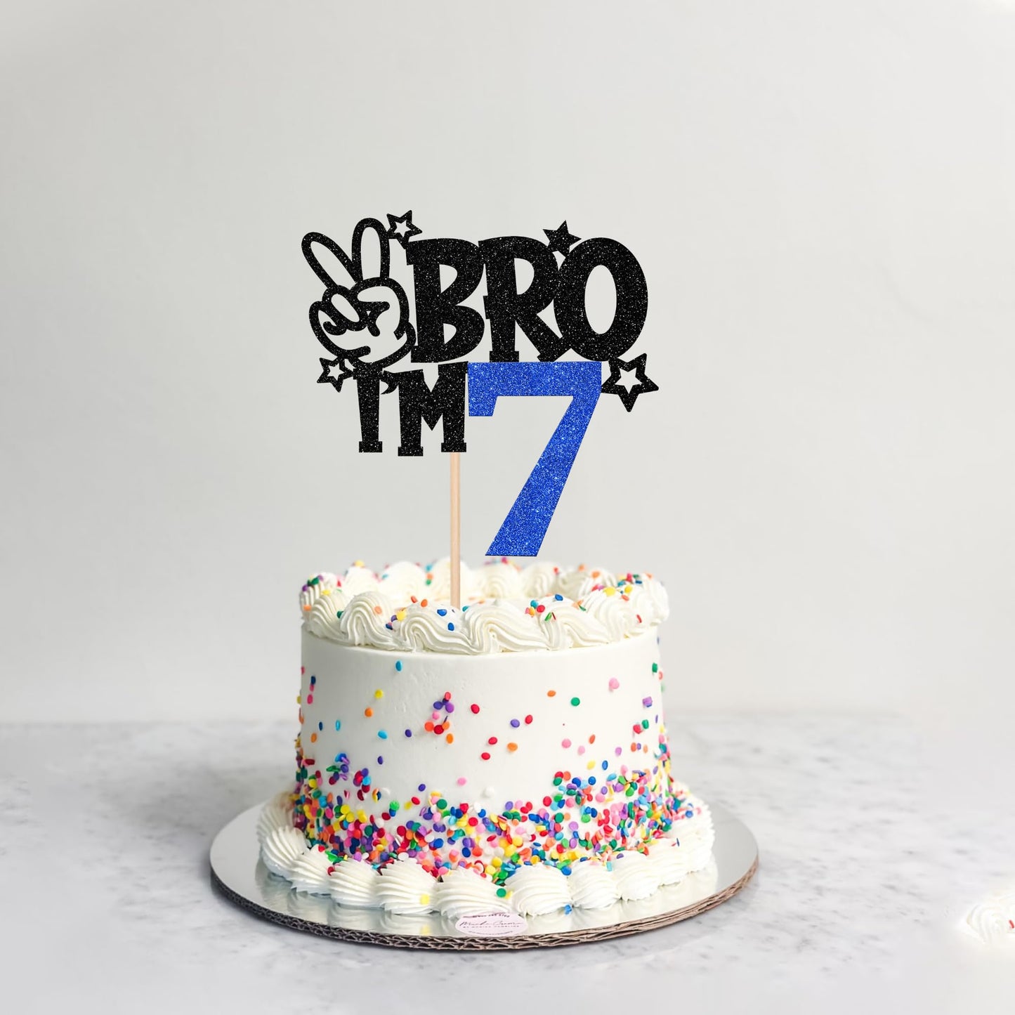 ZHUOWEISM Brother I'm 7 Cake Topper - Blue Glitter Star (6.5x9 in)