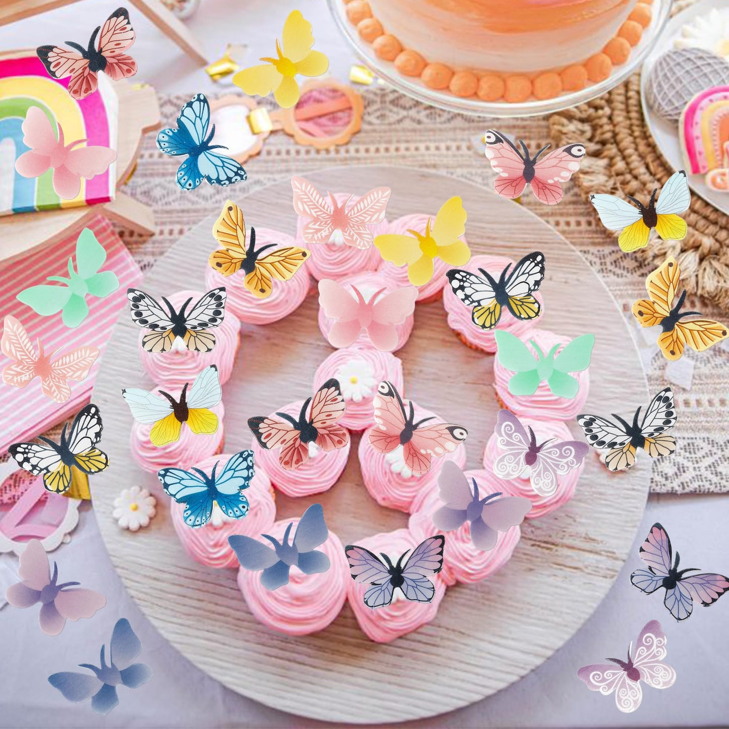 ZHUOWEISM 72 PCS Edible Butterfly Cupcake Toppers – Wafer Paper Butterflies for Cakes, Birthdays & Weddings