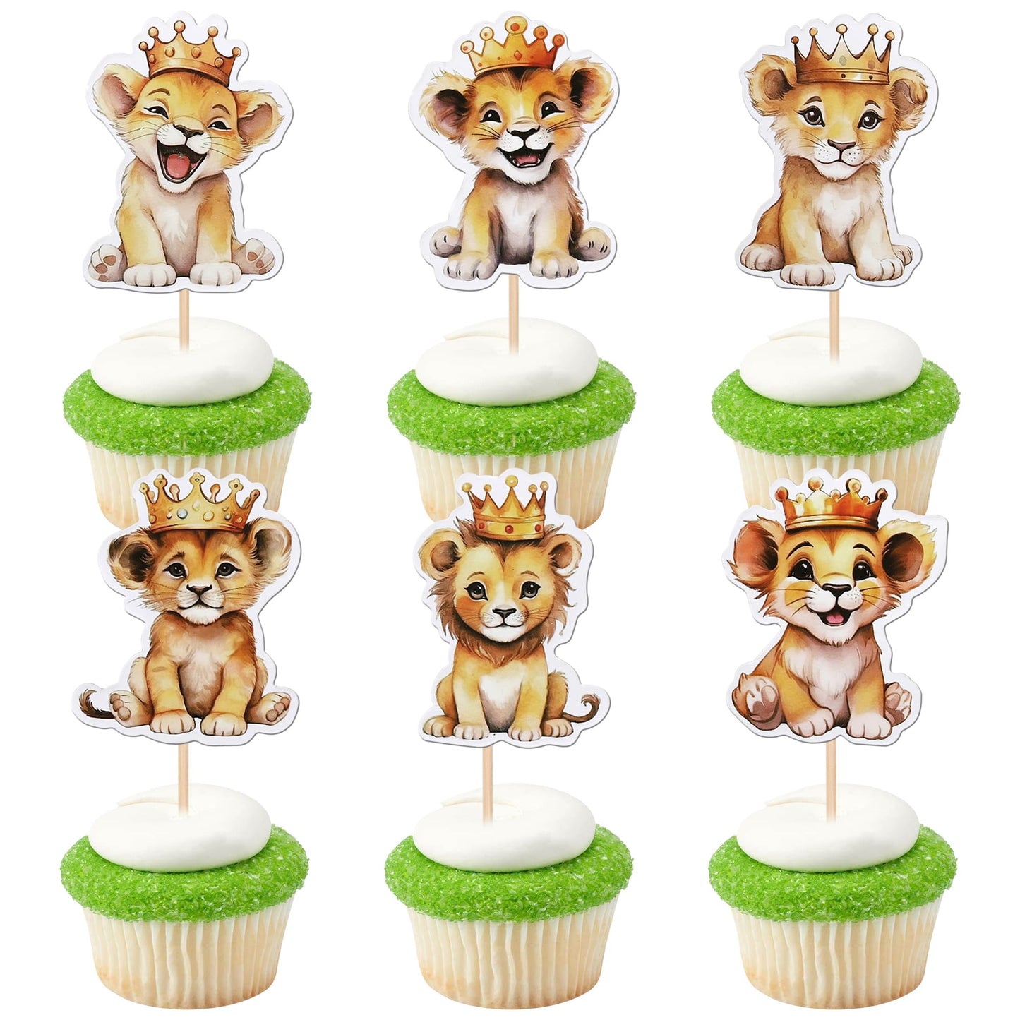 ZHUOWEISM 36-Pack Lion Cupcake Toppers – Jungle Safari Party Decor for Baby Showers & Birthdays