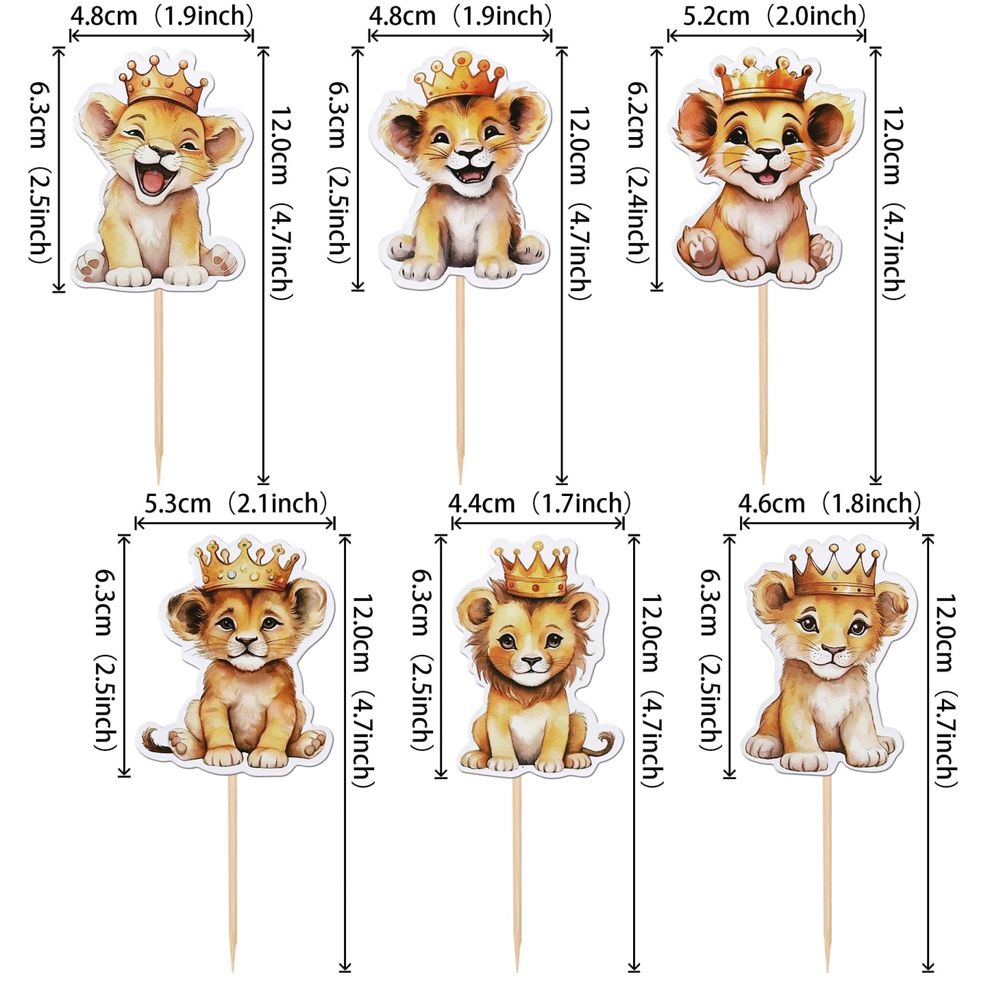 ZHUOWEISM 36-Pack Lion Cupcake Toppers – Jungle Safari Party Decor for Baby Showers & Birthdays