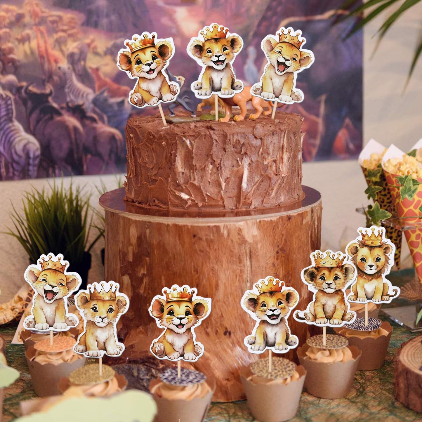 ZHUOWEISM 36-Pack Lion Cupcake Toppers – Jungle Safari Party Decor for Baby Showers & Birthdays