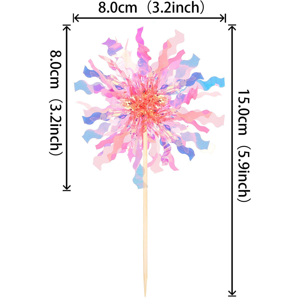 ZHUOWEISM 30 PCS Foil Firework Cupcake Toppers – Sparkle Tinsel Picks for Birthday Parties, Baby Showers, Weddings – Orange