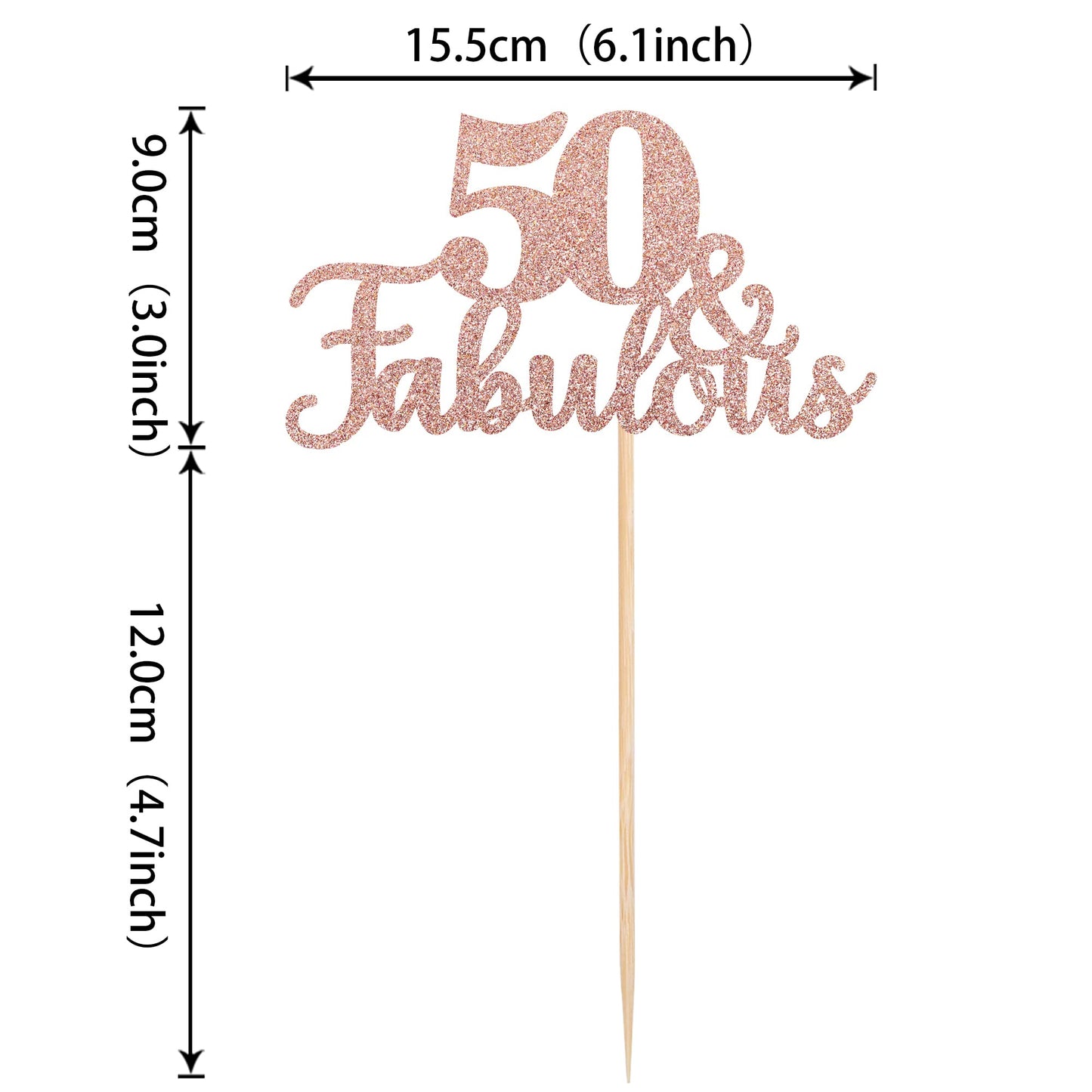 ZHUOWEISM 50 & Fabulous Cake Topper – Rose Gold Glitter for 50th Birthday