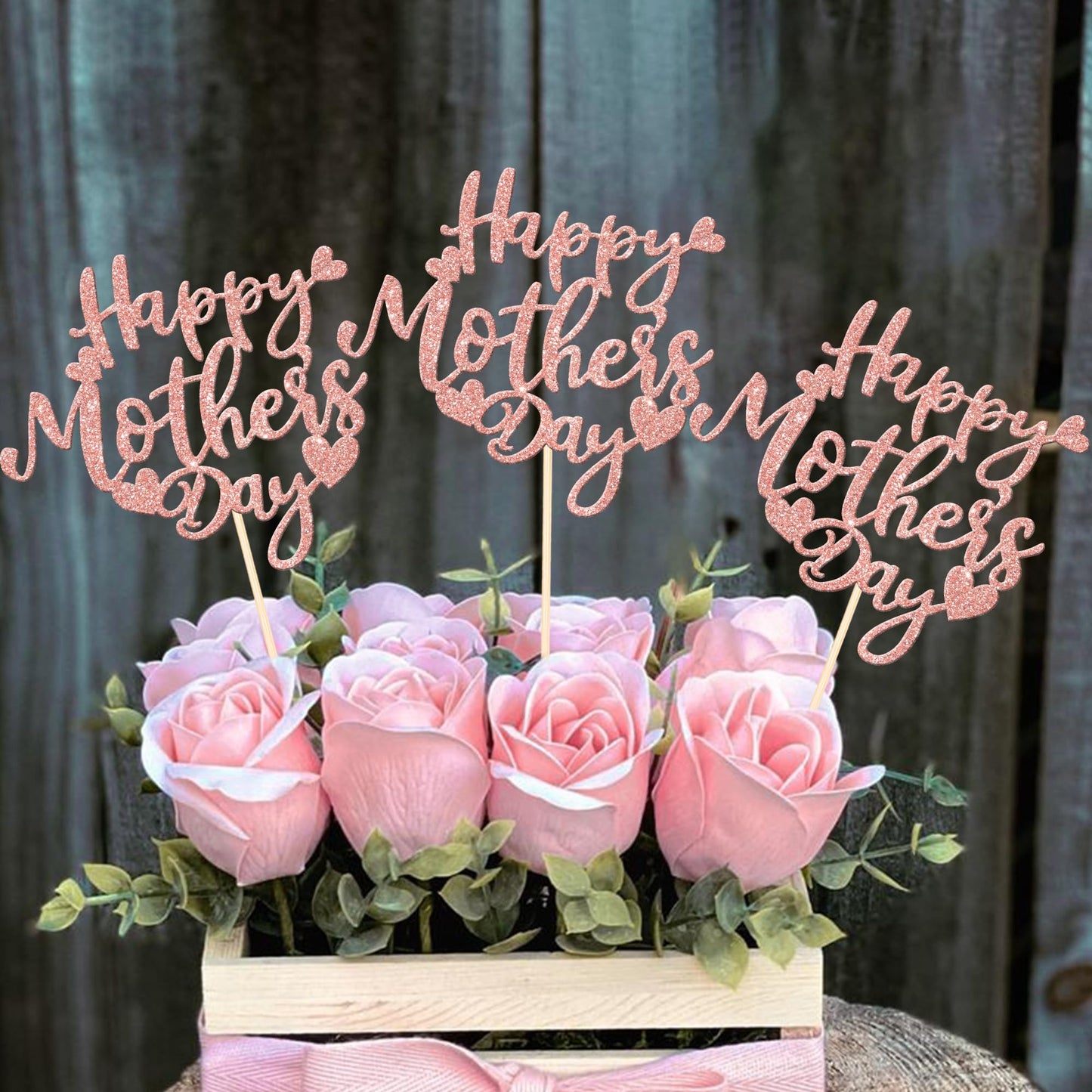 ZHUOWEISM 12 Pcs Mother's Day Centerpiece Sticks – Double-Sided Glitter Love Decor