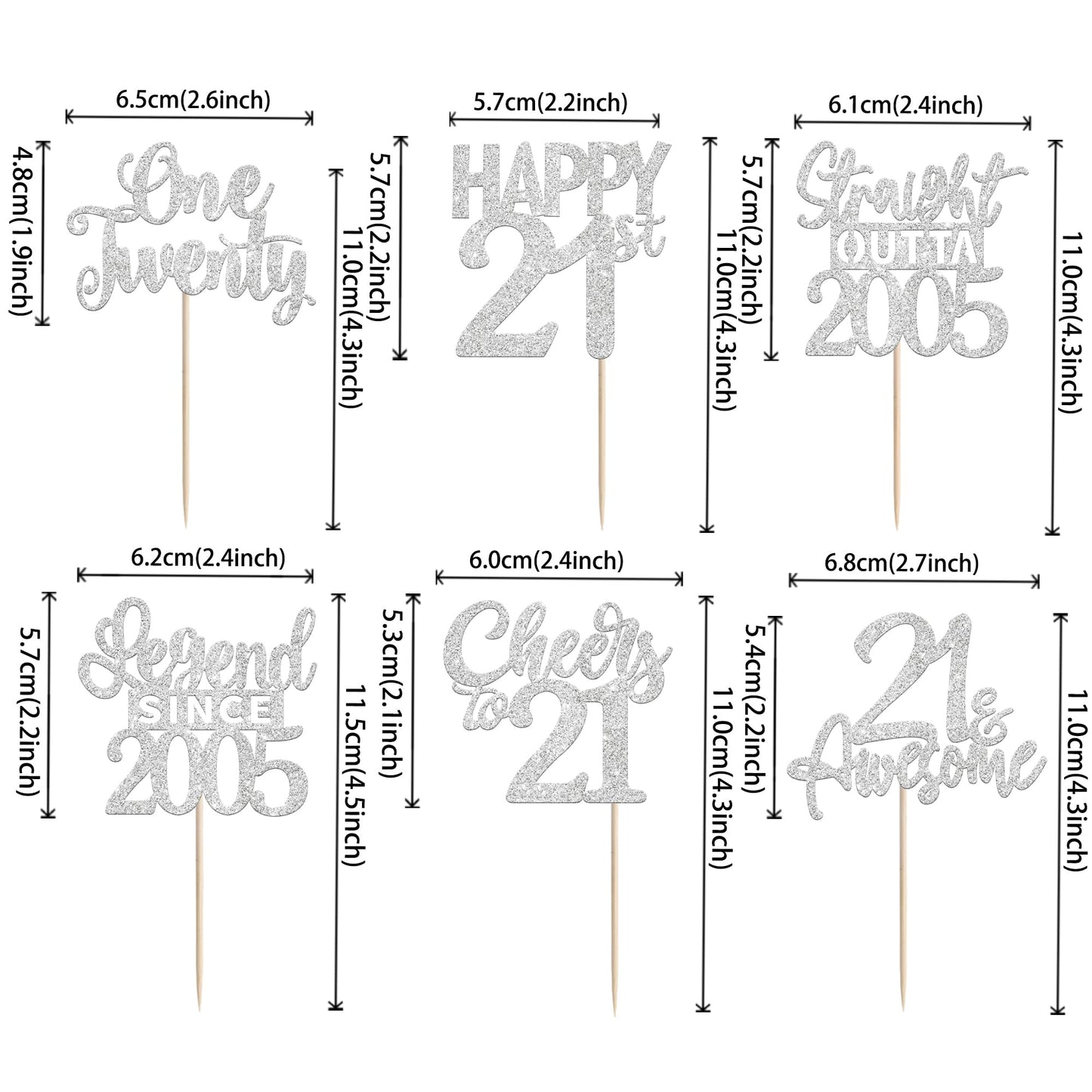 ZHUOWEISM 24Pcs Silver 21st Birthday Cupcake Toppers – Straight Outta 2005