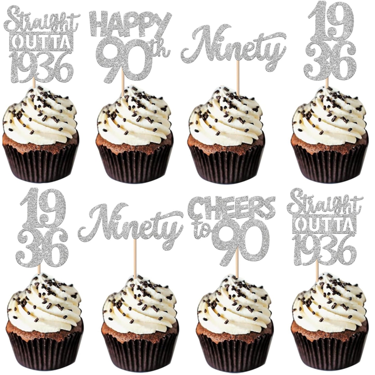 ZHUOWEISM 30Pcs 95th Birthday Cupcake Toppers Glitter — Straight Outta 1931