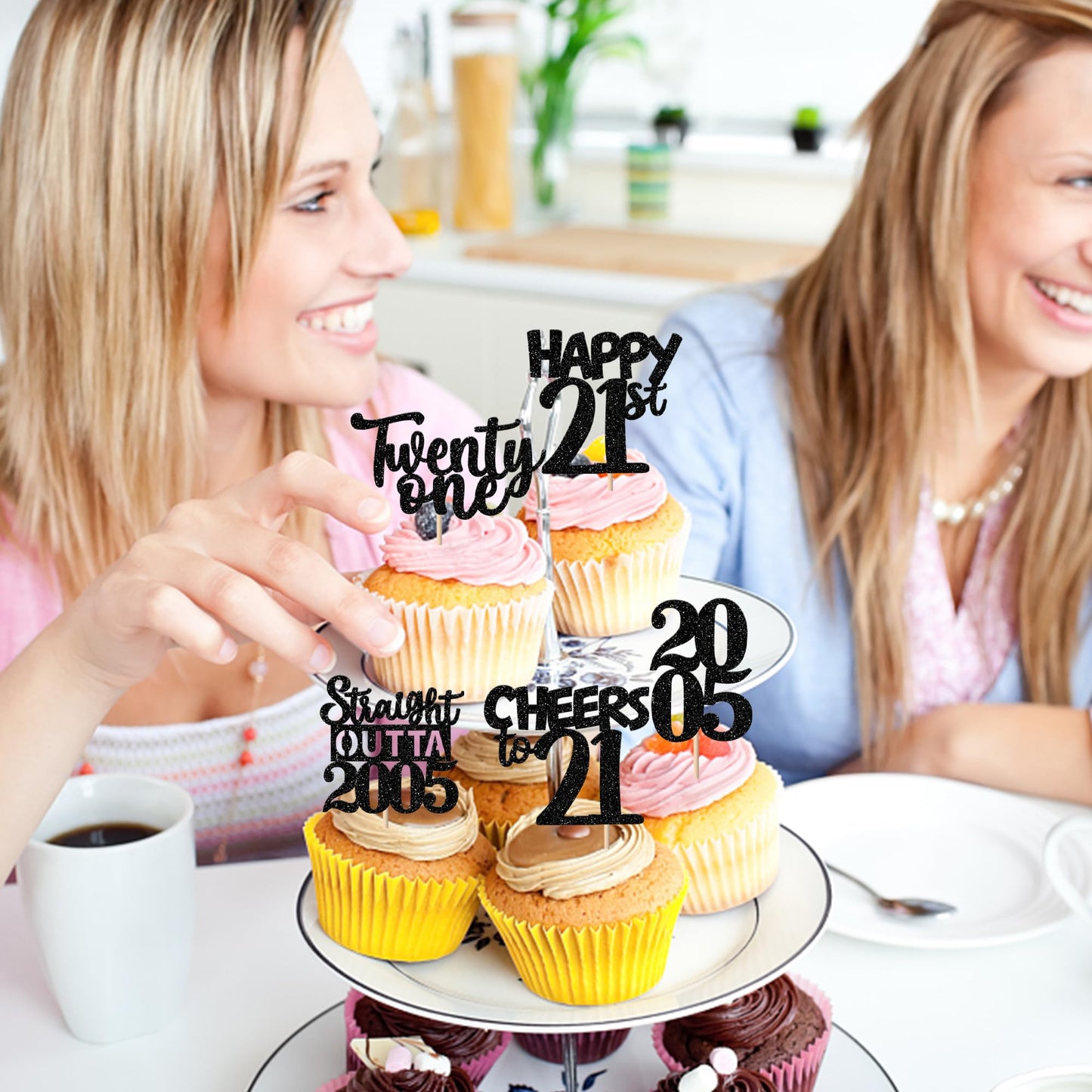 ZHUOWEISM 30Pcs Black 21st Birthday Cupcake Toppers Glitter – Straight Outta 2004 Party Picks