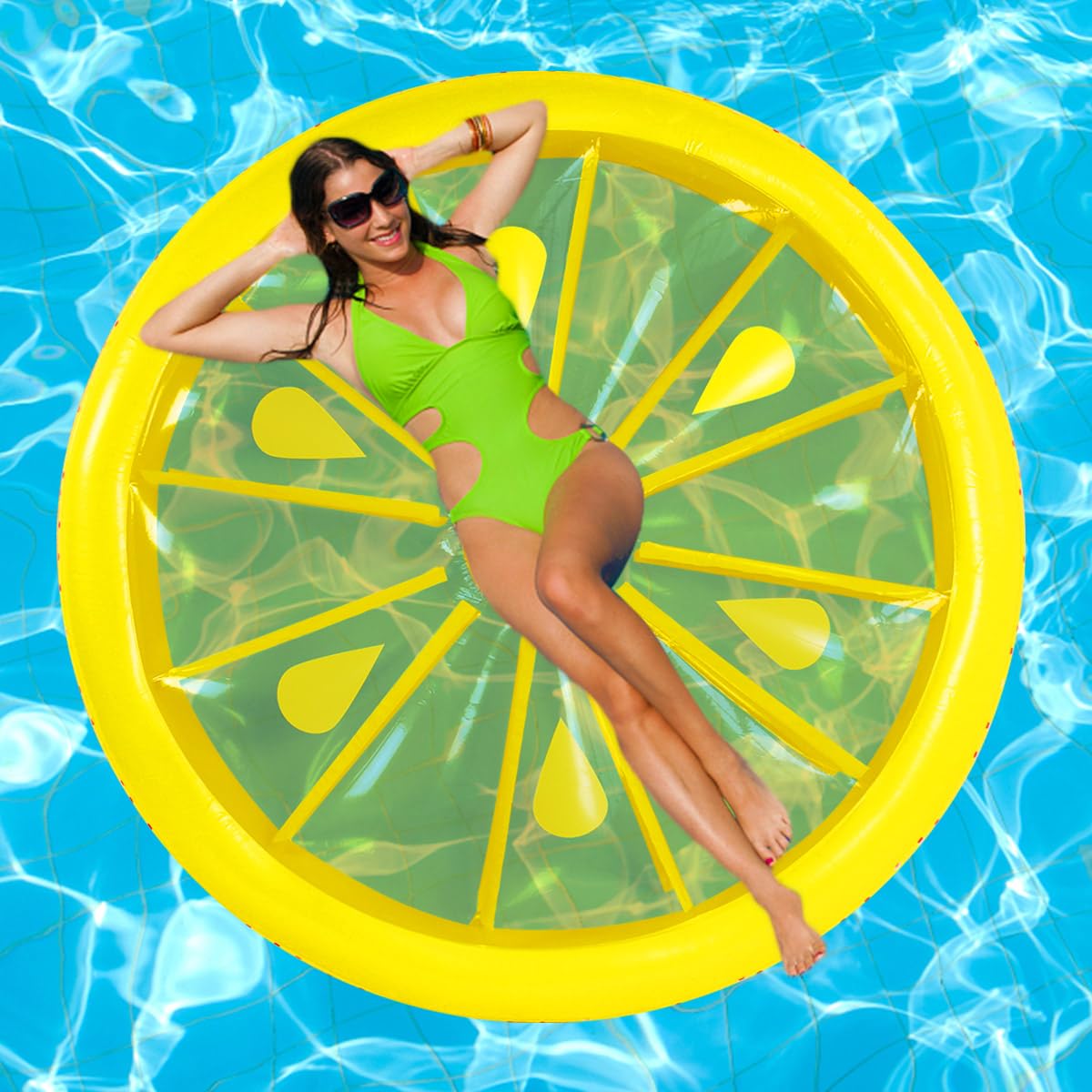 ZHUYNXIR Lemon Pool Float 63-Inch – Large Inflatable Pool Raft for Adults & Kids