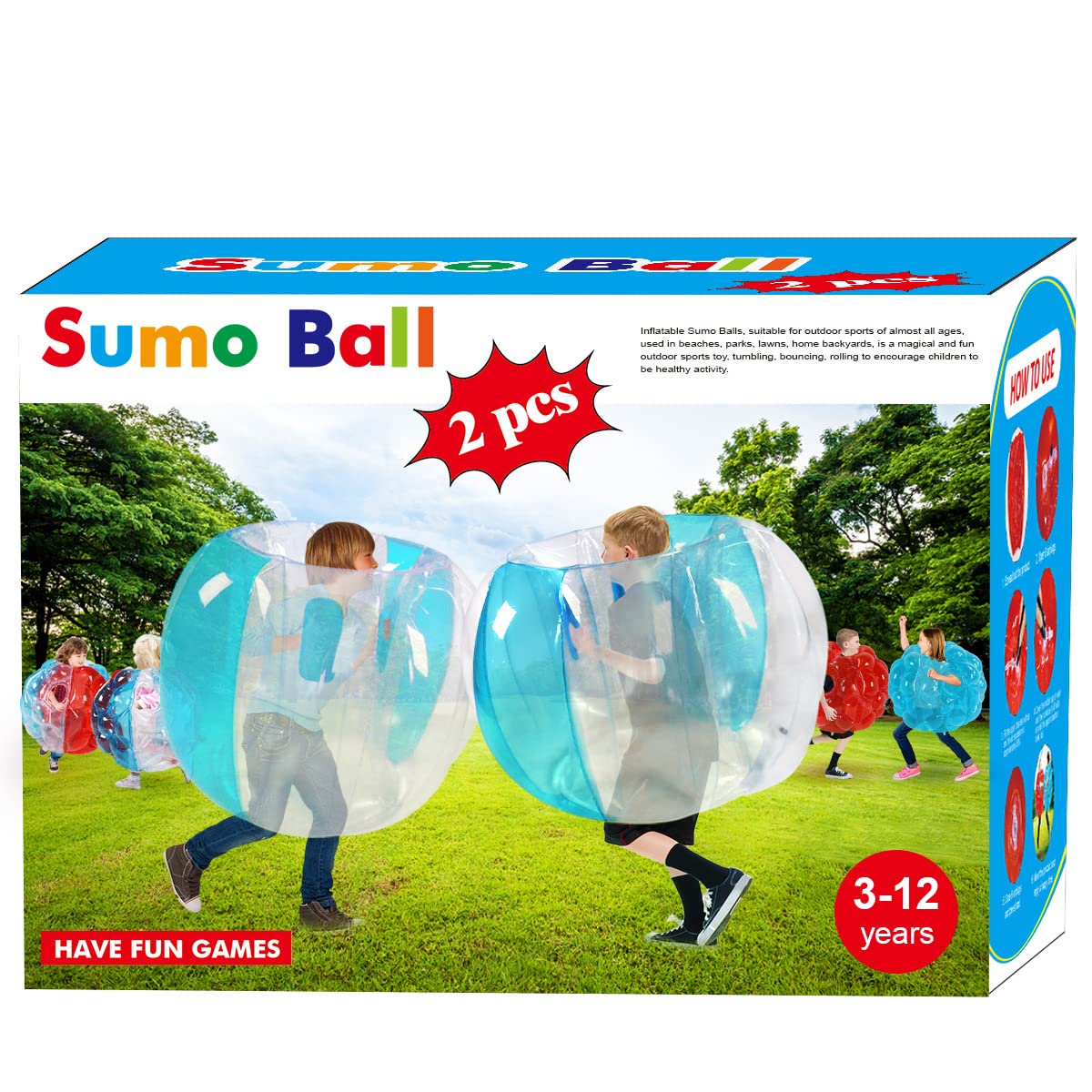 ZHUYNXIR 2 PC Sumo Balls for Kids – Wearable 36in Bumper Bounce Ball, Outdoor Team Game (Blue)