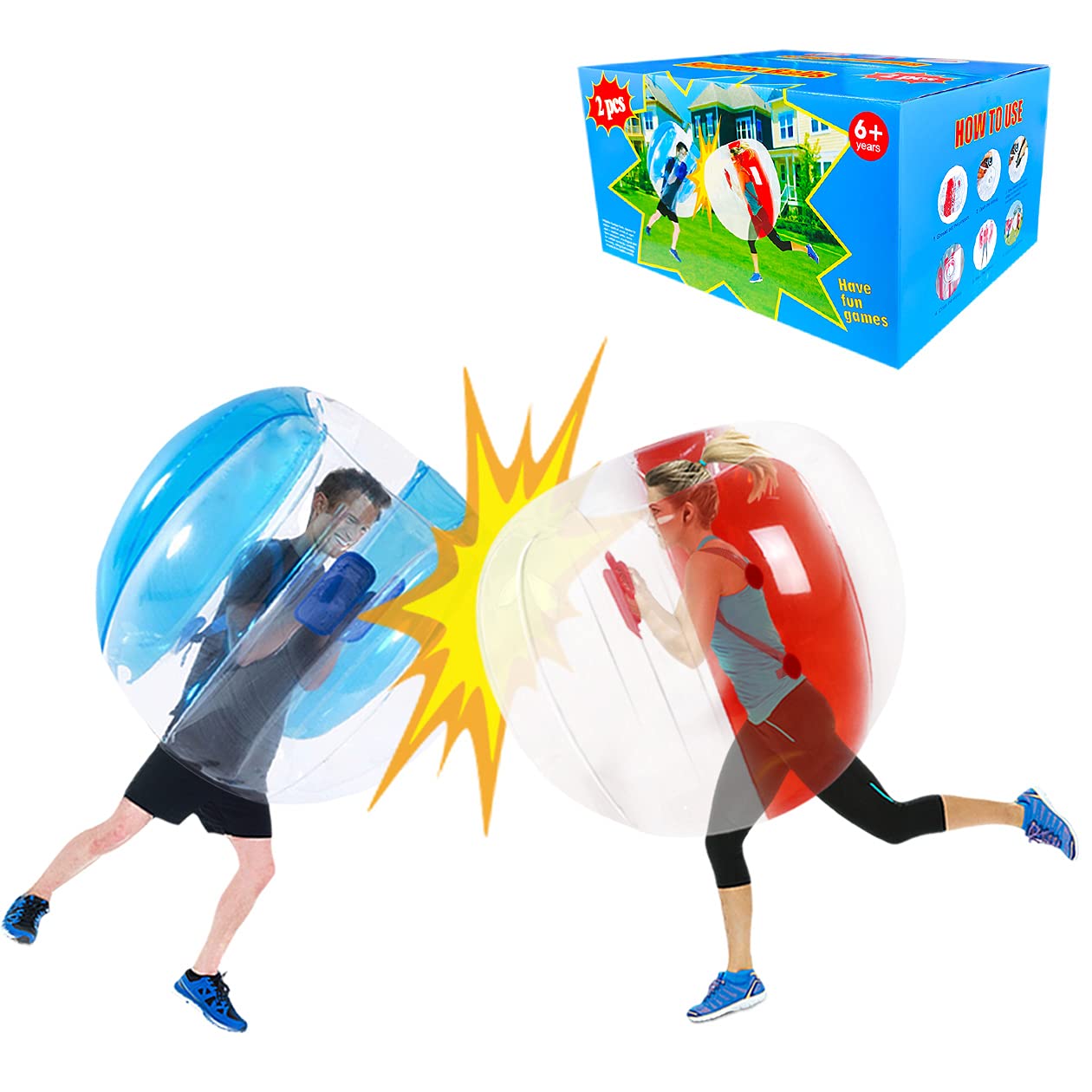 ZHUYNXIR 2 PC Sumo Ball 48in – Wearable Inflatable Bumper Ball for Kids & Adults (Blue/Red)