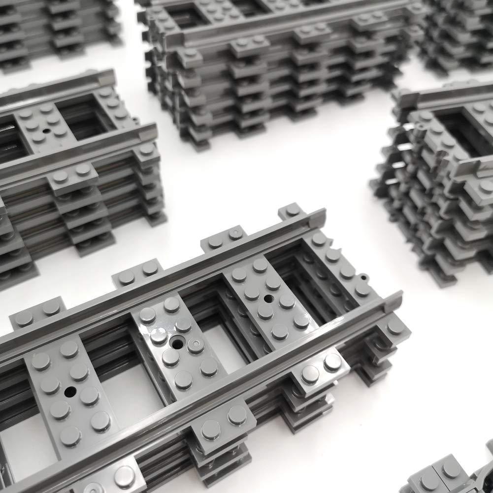 ZHX 56pcs City Train Tracks Set – Straight & Flexible Tracks, Compatible with Major Brands