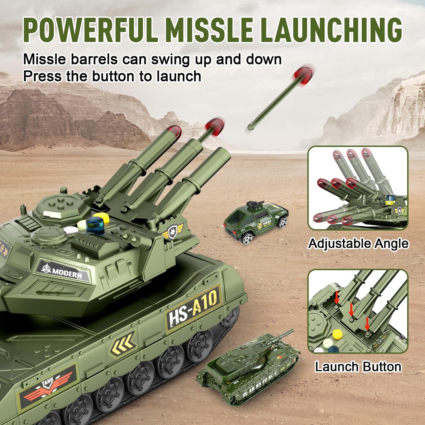 ZHYLLO Army Tank Toys for Boys 3-8 | Die-Cast Tank & Helicopter Playset