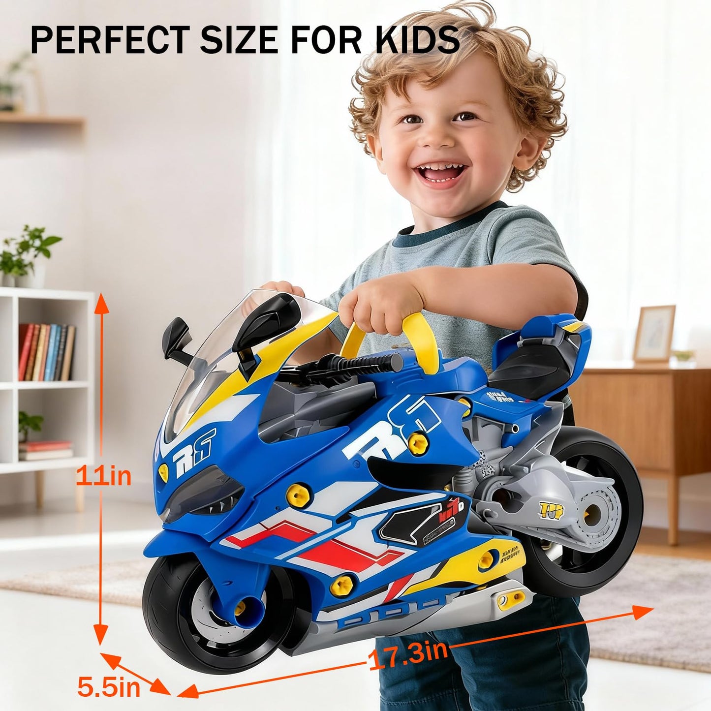 ZHYLLO Take Apart Motorcycle Toy for Kids 3-6 | DIY Repair Kit with LED Lights & Real Engine Sounds