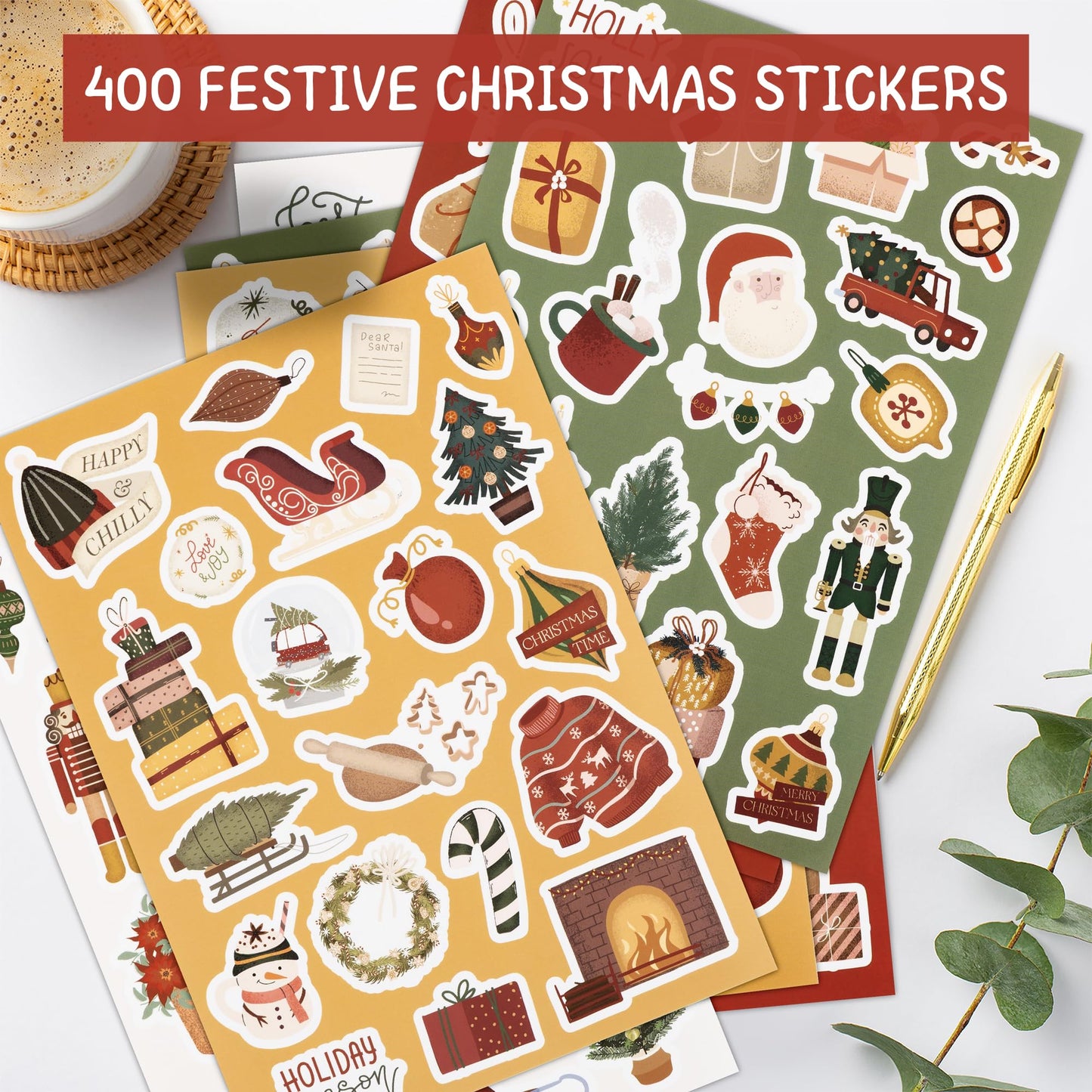 ZICOTO Fun Christmas Stickers for Kids — 400 Waterproof Holiday Sticker Set