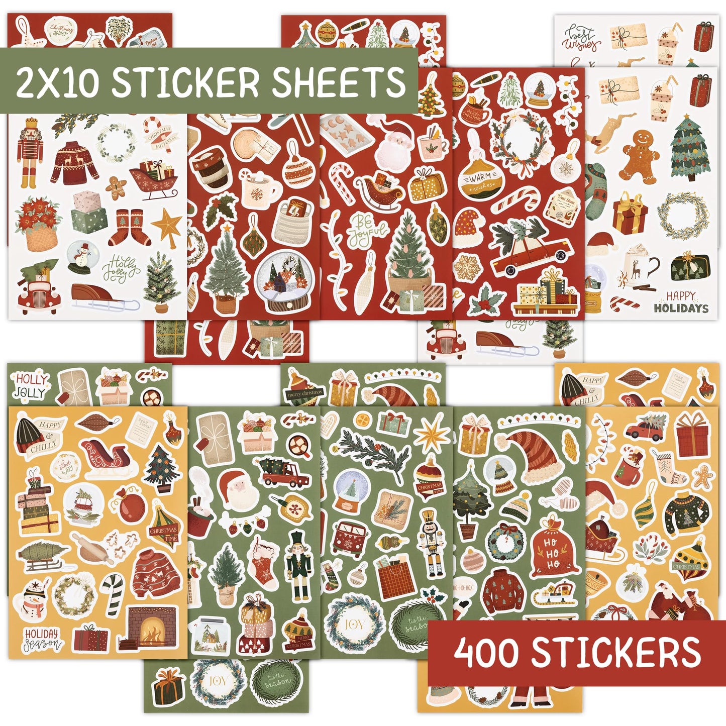 ZICOTO Fun Christmas Stickers for Kids — 400 Waterproof Holiday Sticker Set
