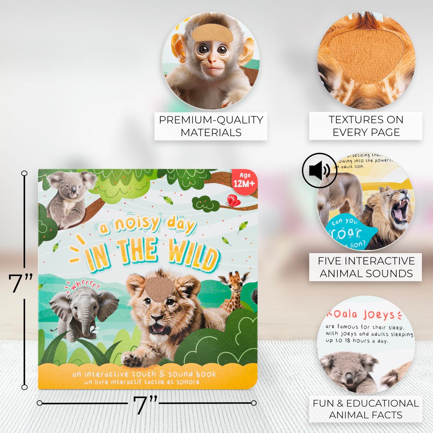 ZICOTO Fun Touch & Feel Sound Book for Babies and Toddlers — Farm Animal Sounds (12-18 Months)