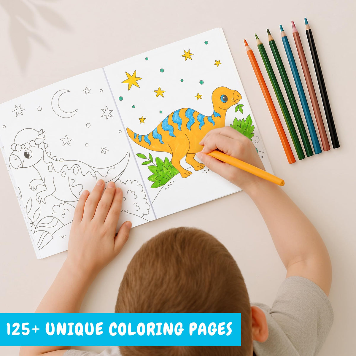 ZICOTO 3-in-1 Kids Coloring Book Set – Dinosaurs, Space & Trucks for Boys Aged 4–8