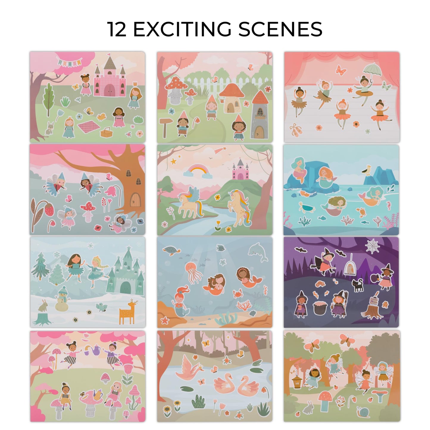 ZICOTO Fun Sticker Book for Girls 2–4 Years | 12 Magical Themes, 430+ Stickers, Travel-Ready Coloring & Sticker Scenes