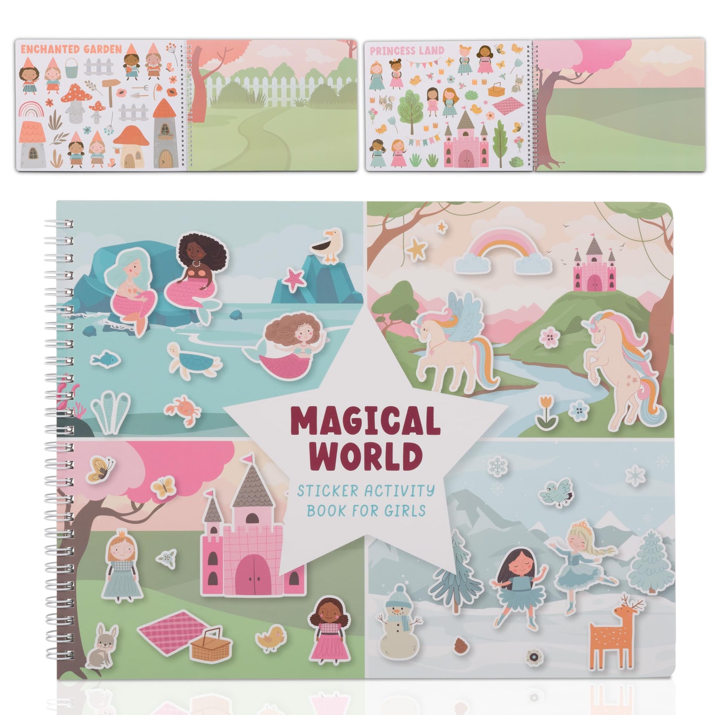 ZICOTO Fun Sticker Book for Girls 2–4 Years | 12 Magical Themes, 430+ Stickers, Travel-Ready Coloring & Sticker Scenes