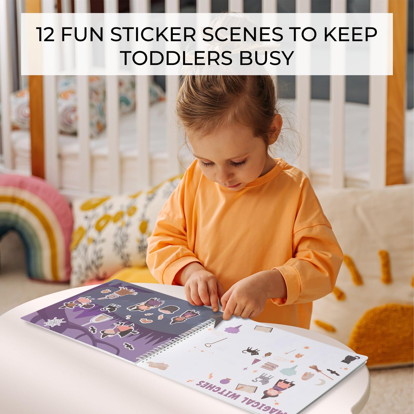 ZICOTO Fun Sticker Book for Girls 2–4 Years | 12 Magical Themes, 430+ Stickers, Travel-Ready Coloring & Sticker Scenes