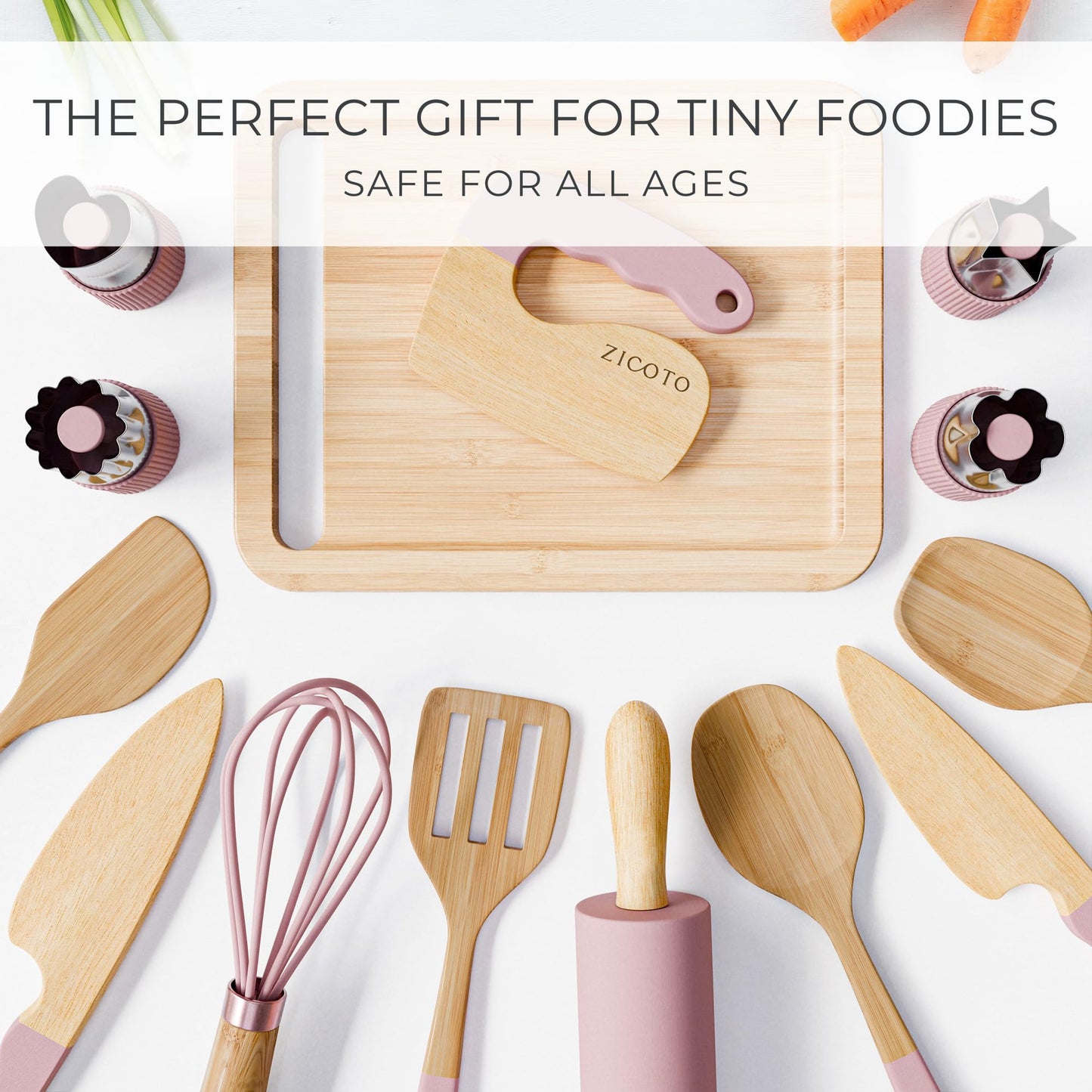 ZICOTO Wooden Cooking & Baking Set for Kids | Safe, Durable Kitchen Tools