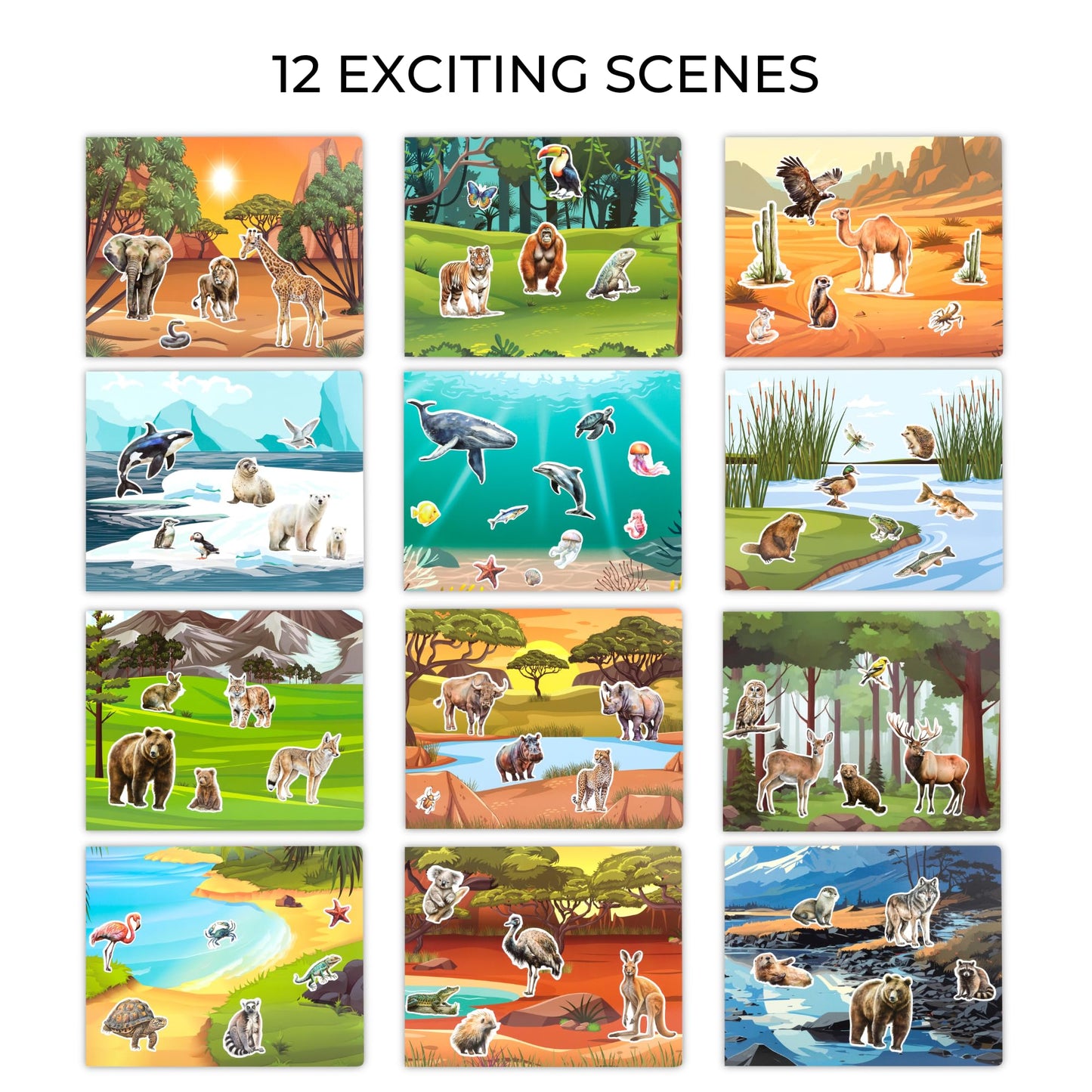 ZICOTO Fun Sticker Book for Toddlers (2-4) | 12 Habitats & 250+ Stickers