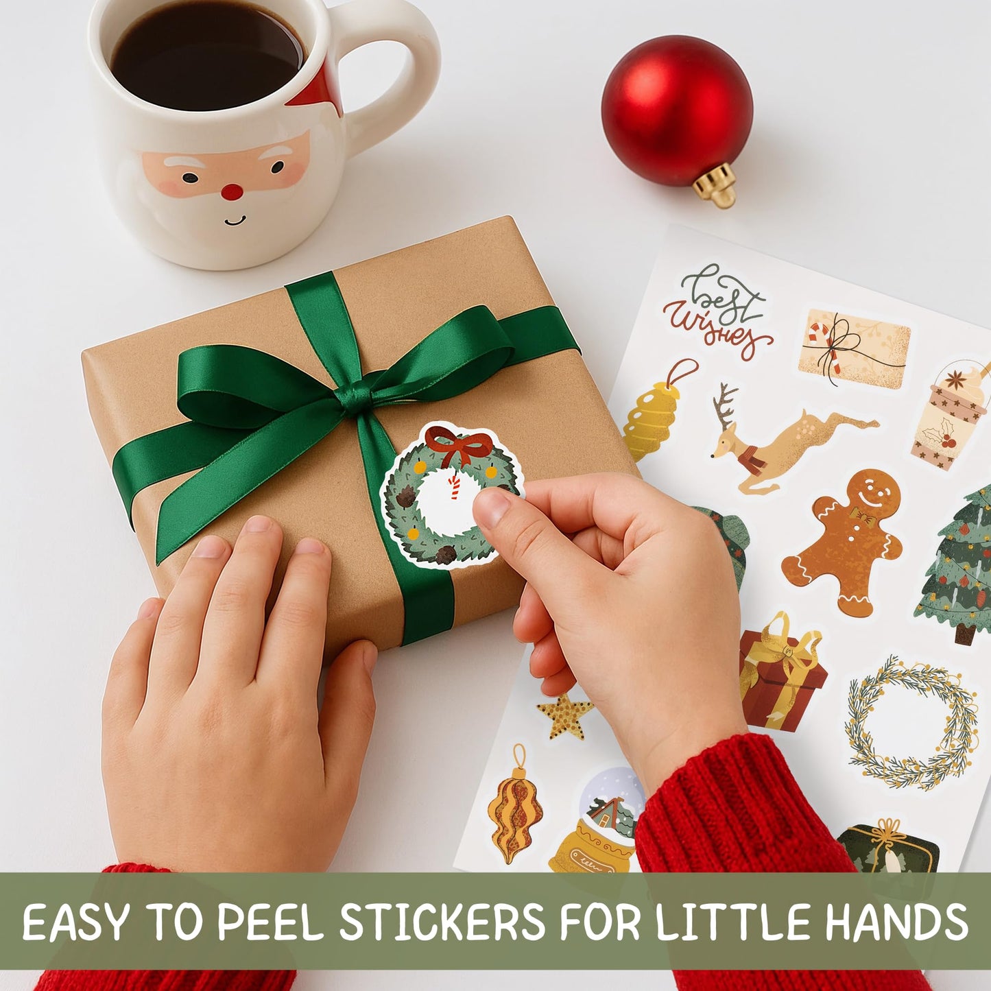 ZICOTO Fun Christmas Stickers for Kids — 400 Waterproof Holiday Sticker Set