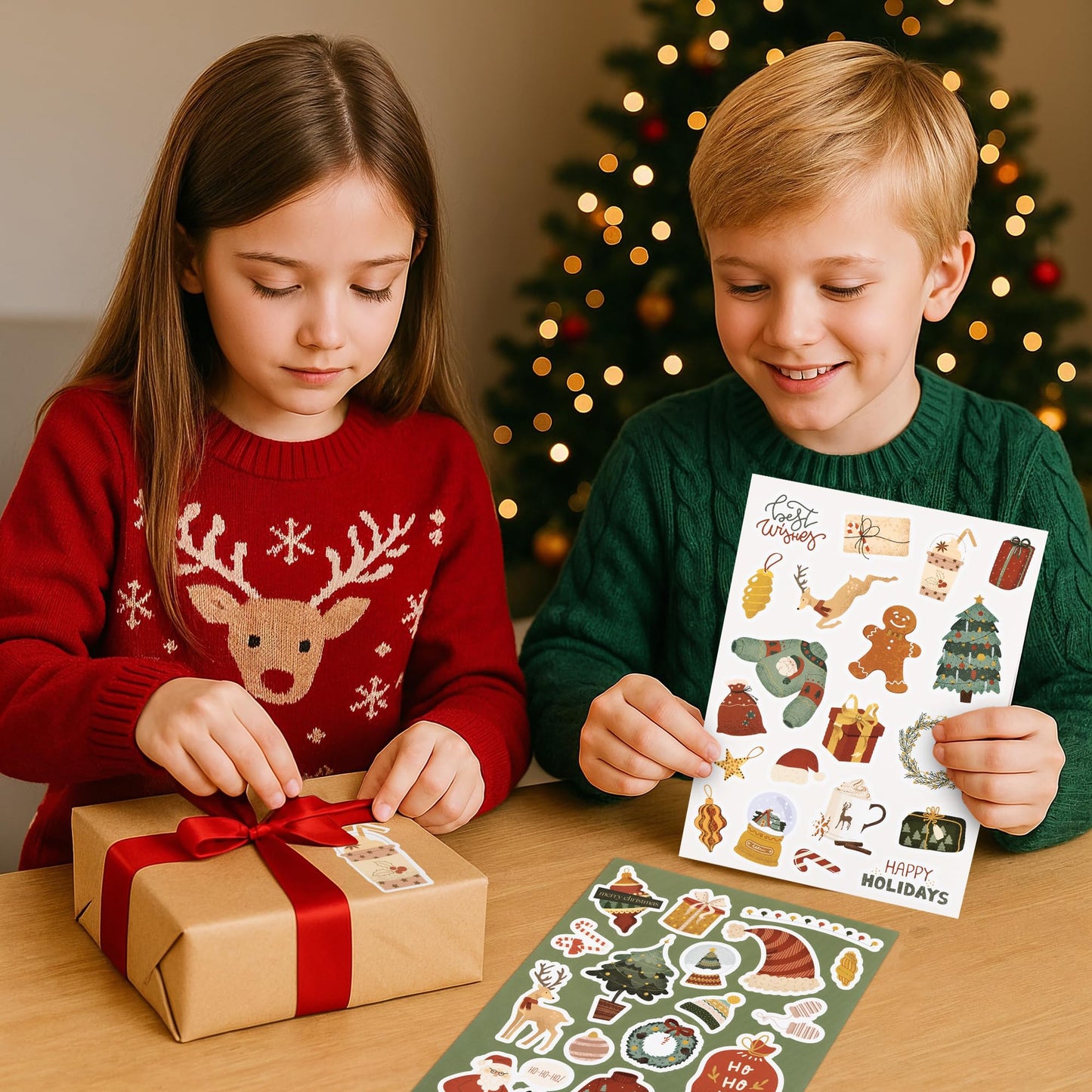 ZICOTO Fun Christmas Stickers for Kids — 400 Waterproof Holiday Sticker Set