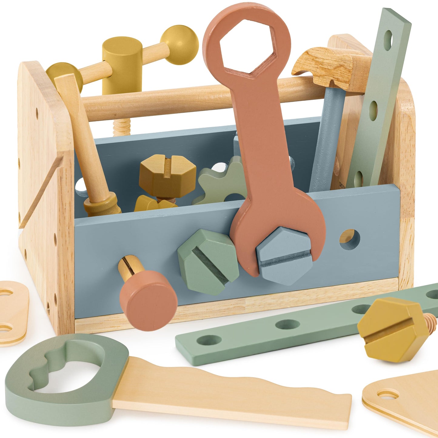 ZICOTO Durable Wooden Toddler Tool Set — Montessori Workbench Kit with 31 Safe Tools (Ages 3+)