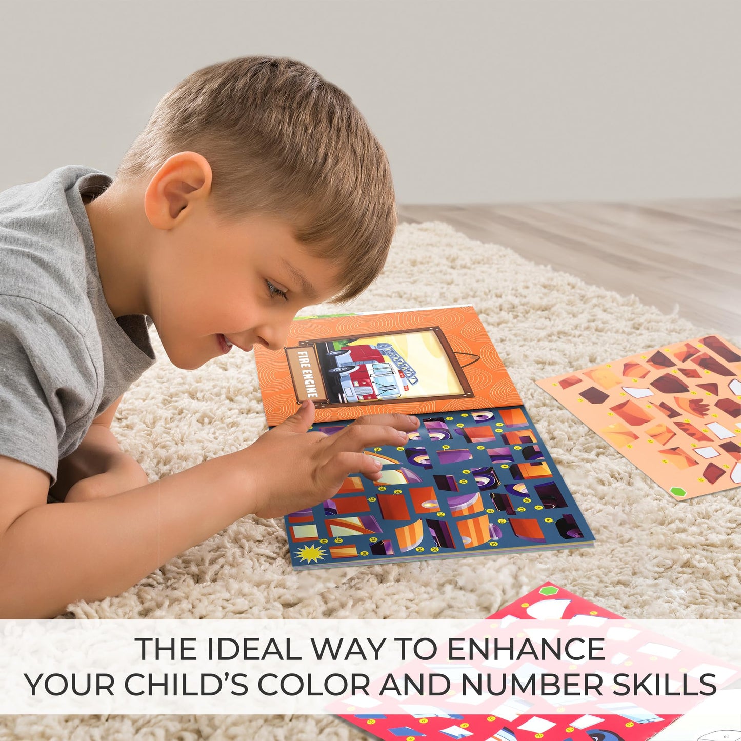 ZICOTO Paint by Stickers Book Set for Kids – 2 Creative Sticker Books (Dinosaurs & Vehicles)