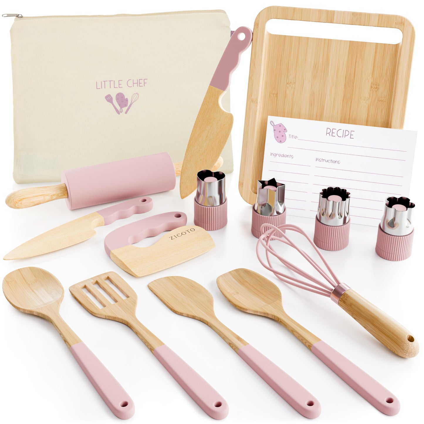 ZICOTO Wooden Cooking & Baking Set for Kids | Safe, Durable Kitchen Tools