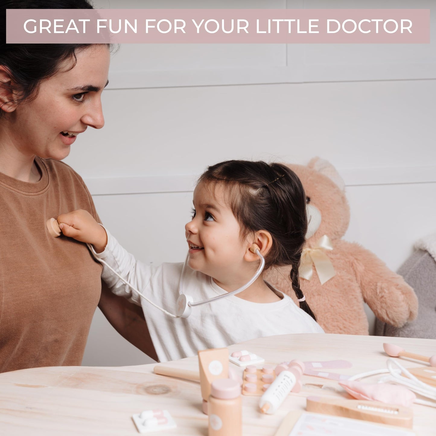 ZICOTO Wooden Doctor Play Set for Toddlers – 20-Piece Realistic Medical Kit