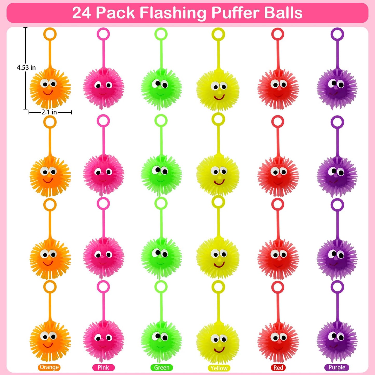 ZICZLI 24-Pack Valentines Gifts for Kids – LED Puffer Balls & Monster Cards