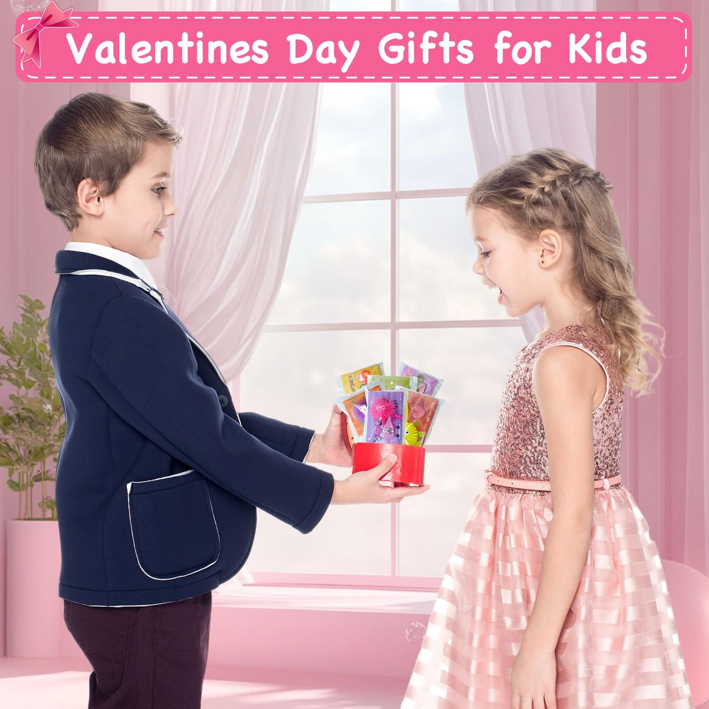 ZICZLI 24-Pack Valentines Gifts for Kids – LED Puffer Balls & Monster Cards