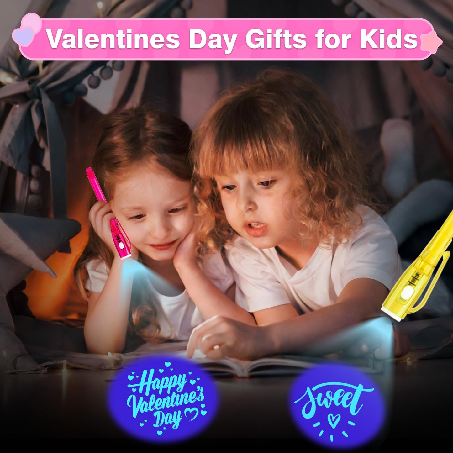 ZICZLI 24-Pack Invisible Ink Pens with UV Light + Animal Detective Cards – Valentines Day Kids Gifts