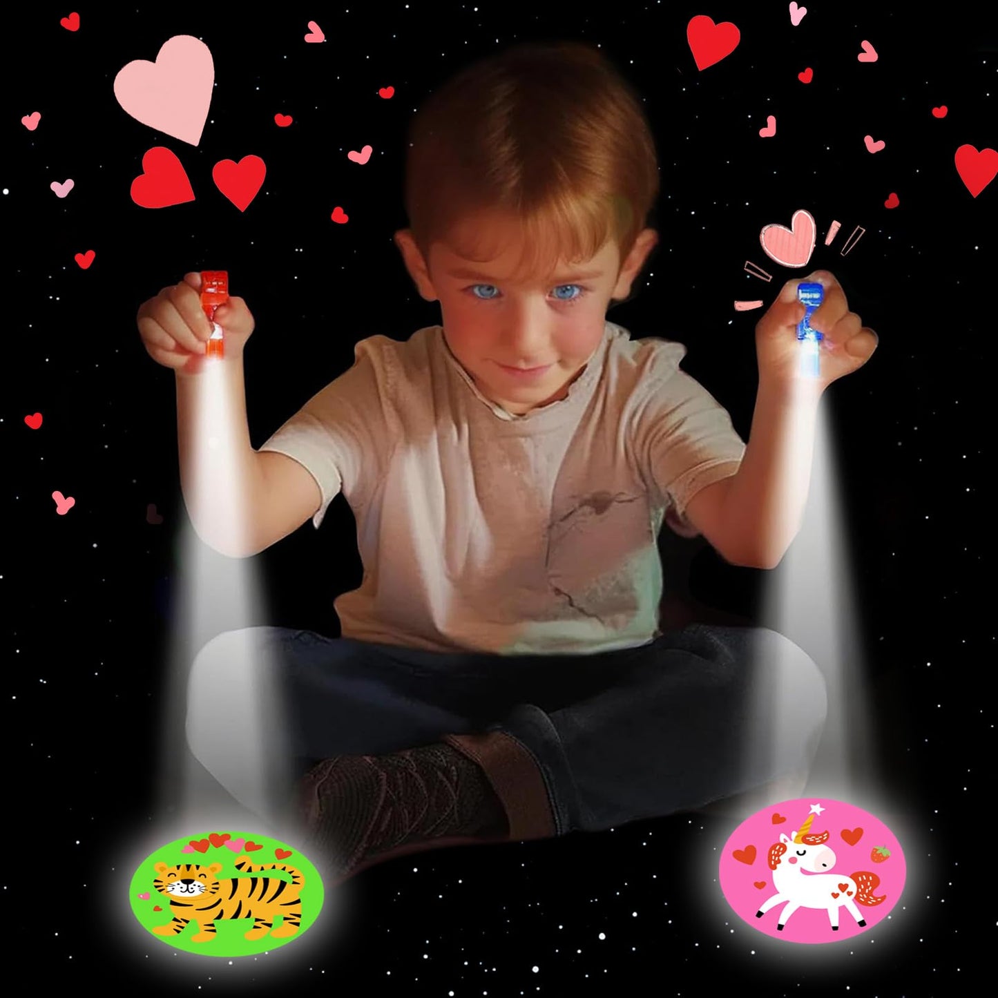 ZICZLI 28-Pack Valentines Cards for Kids with LED Finger Lights – Glow in the Dark Classroom Gift Set