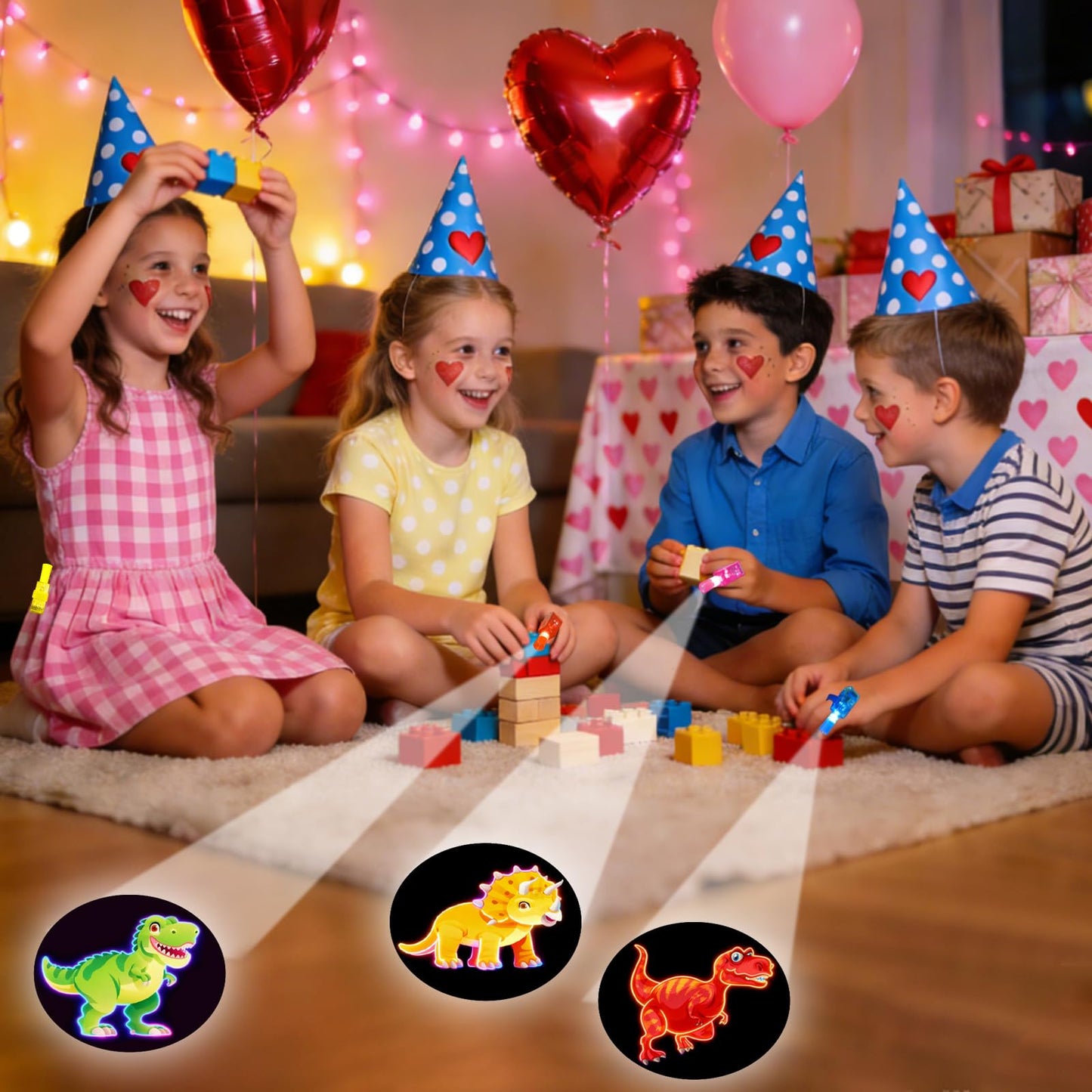 ZICZLI 28-Pack Dinosaur Valentines with LED Finger Lights – Classroom Gifts & Party Favors