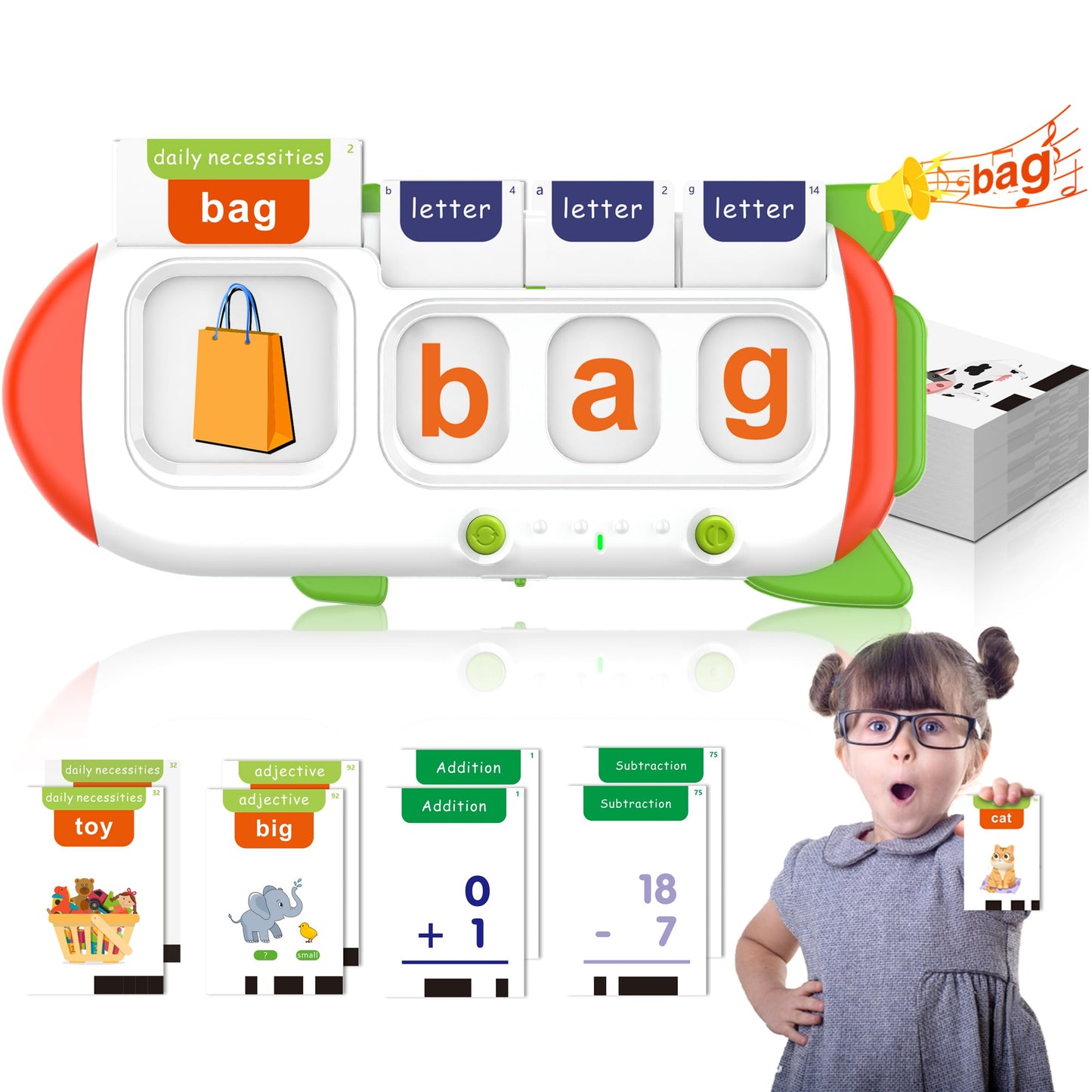 ZIKAQUQI Cool Math Games & Talking Flash Cards for Kids 3-8 | 112 Cards, 56 Math Cards, 3 Music Cards