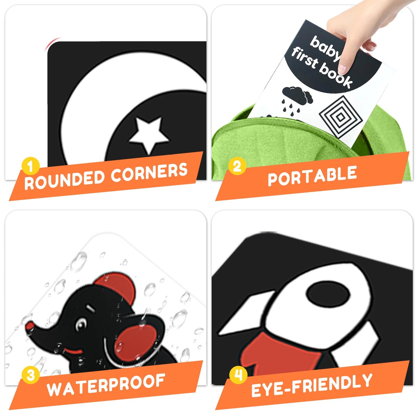 Zikhoobusik High-Contrast Baby Flashcards with Mirror – 0-6 Months
