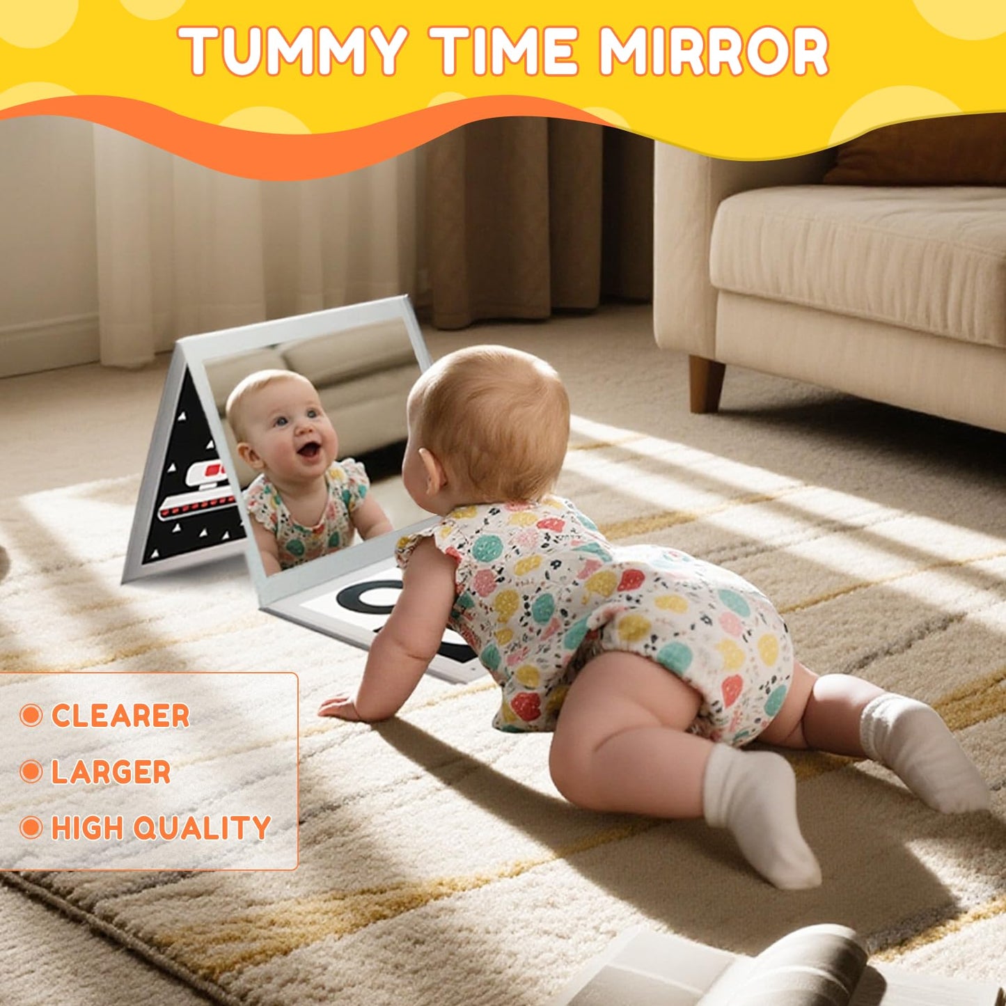 Zikhoobusik High-Contrast Baby Flashcards with Mirror – 0-6 Months