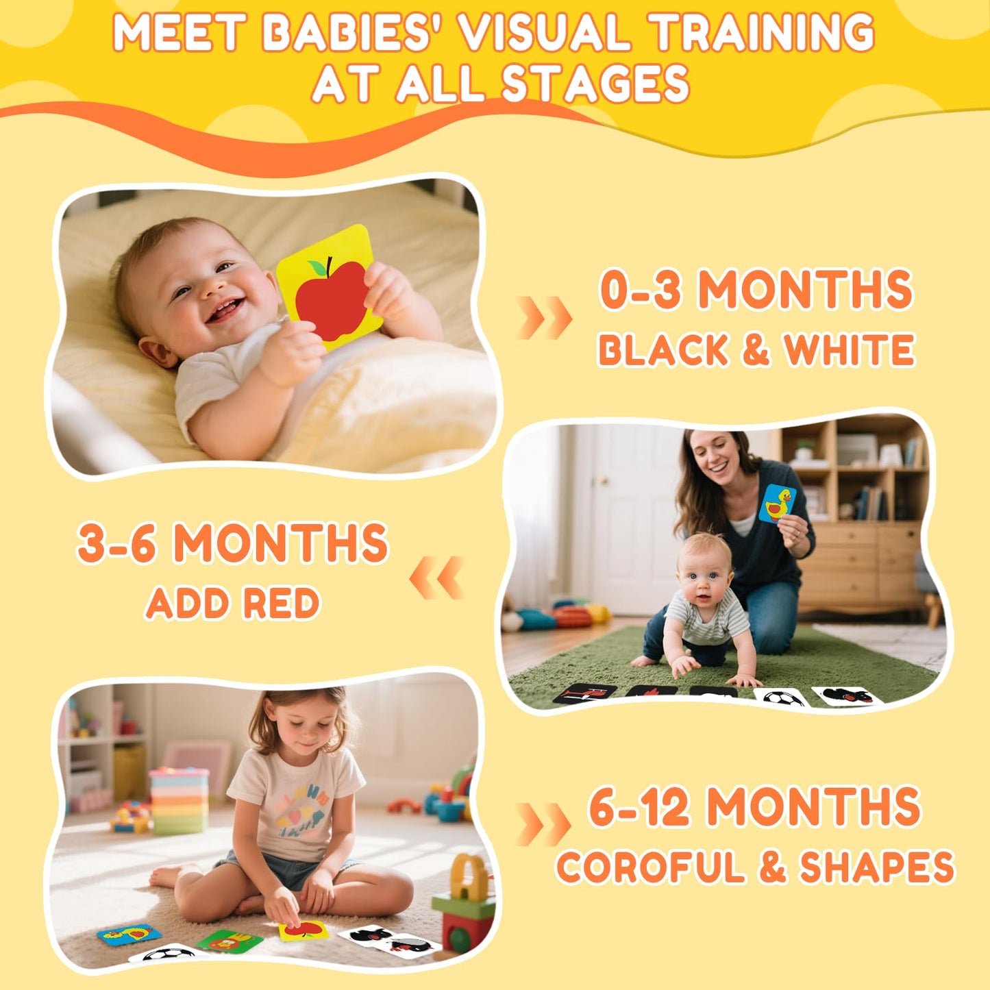 Zikhoobusik High-Contrast Baby Flashcards with Mirror – 0-6 Months